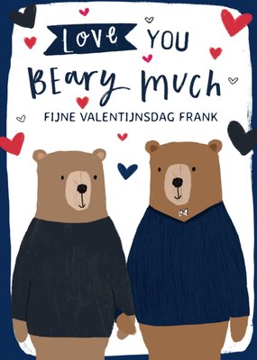 Love You Beary Much Geïllustreerd Beren Valentijnsdag Kaart