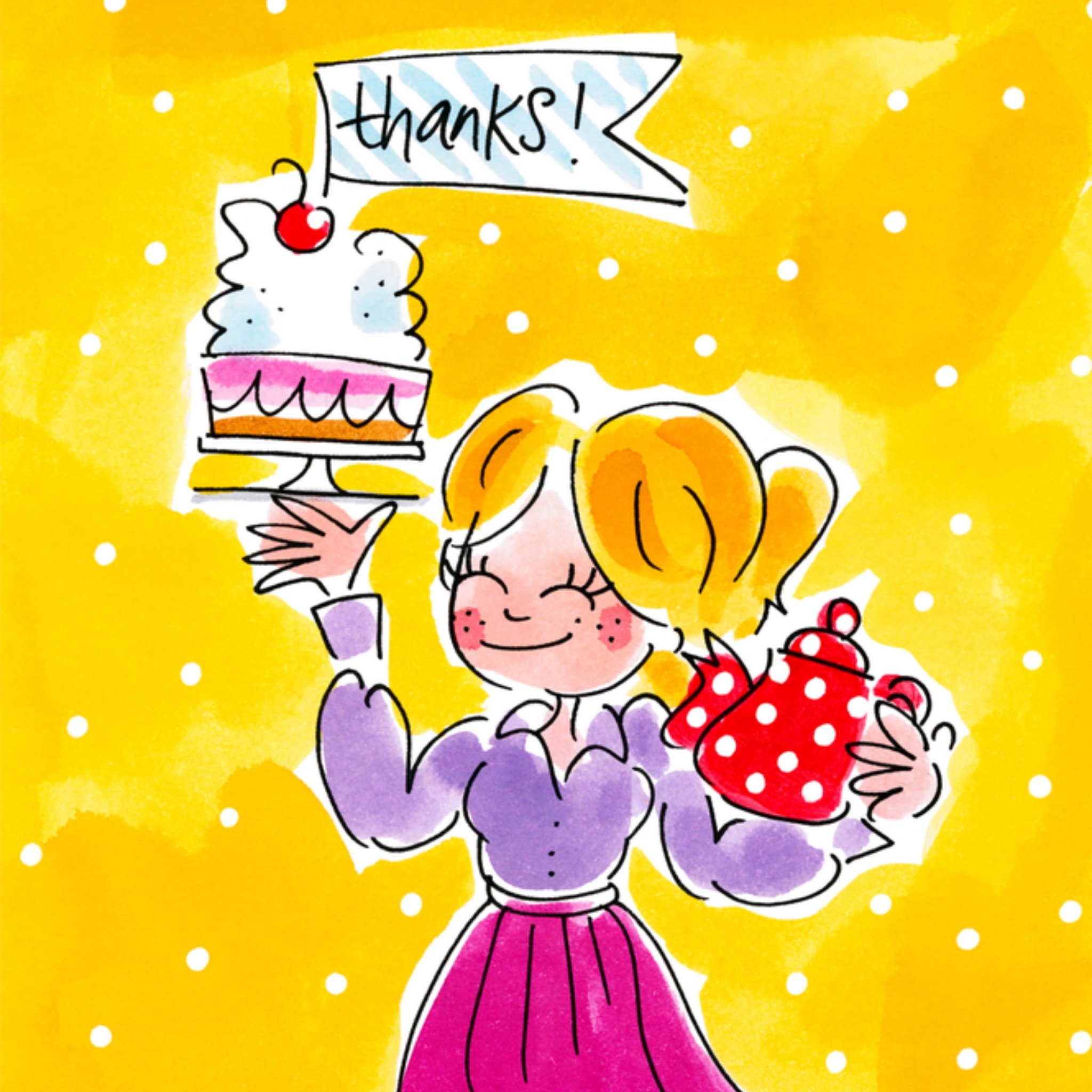 Bedankkaart Illustratie Vierkante Kaart Blond Amsterdam