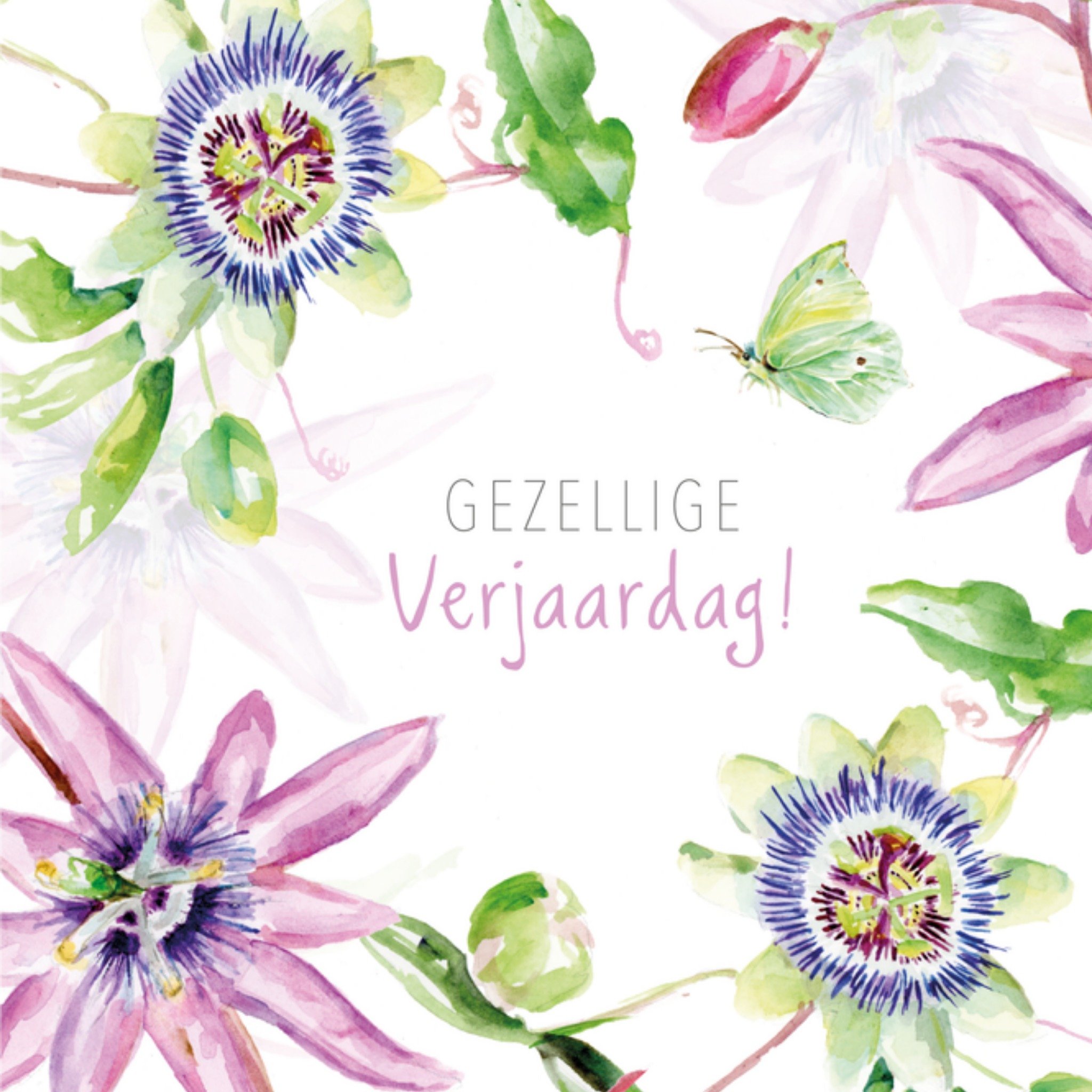 Michelle Dujardin Verjaardagskaart Passiebloem Vierkant