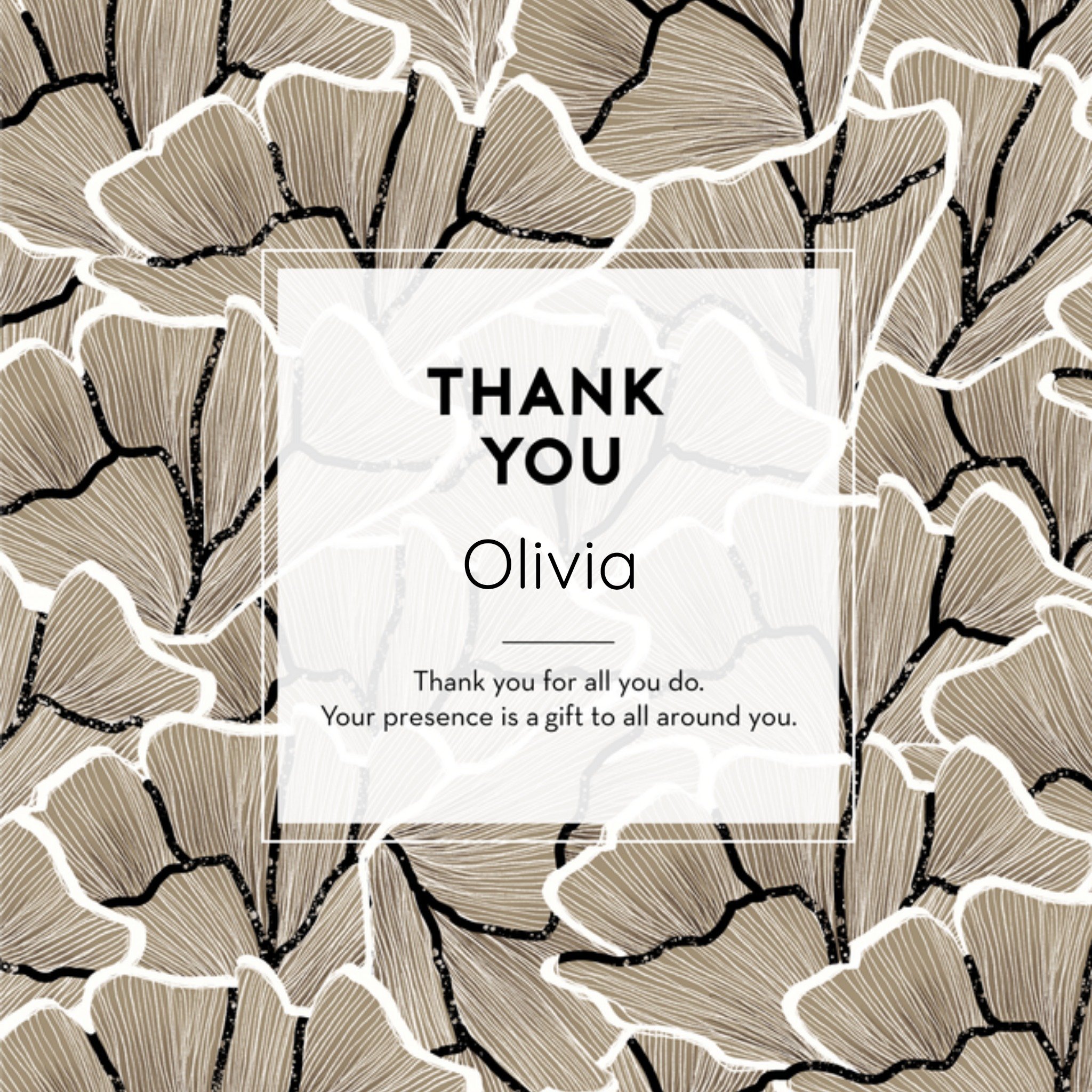 Bedankt kaart Blad patroon Vierkante Kaart The Gift Label