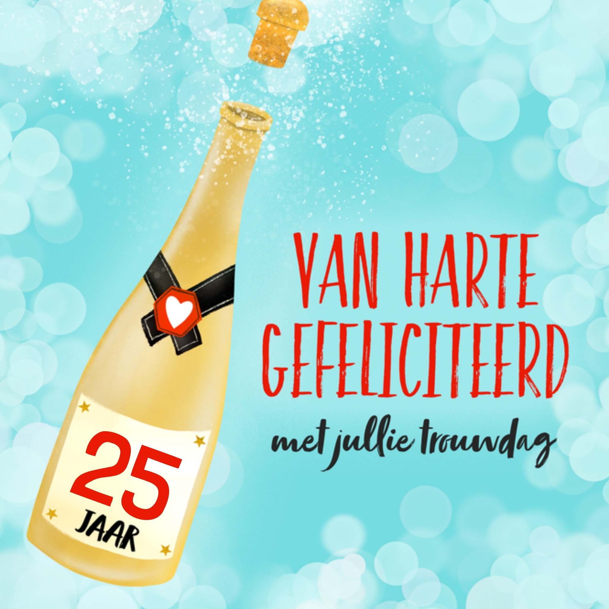 Jubileum kaart Van harte gefeliciteerd met jullie trouwdag 25 jaar Vierkante Kaart Fishuals