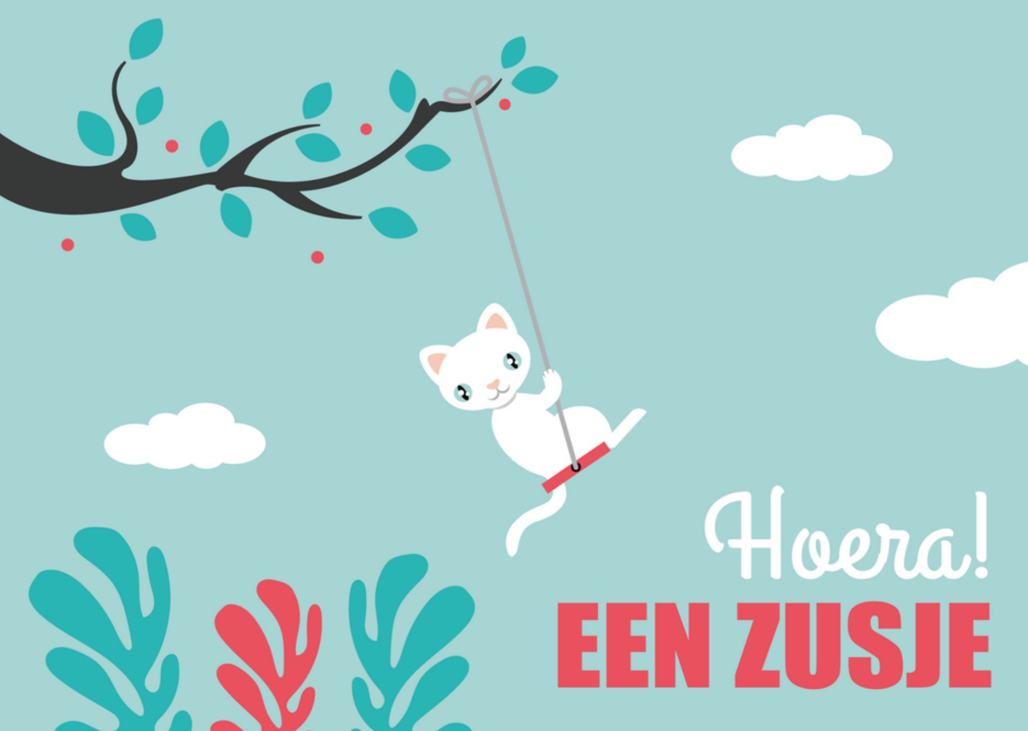 Geboortekaart zusje Katje Kaart Paperclip