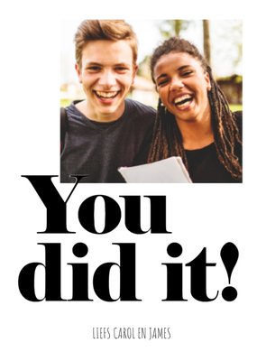 Je Hebt Het Gedaan Typografisch Foto Upload Gefeliciteerd Kaart