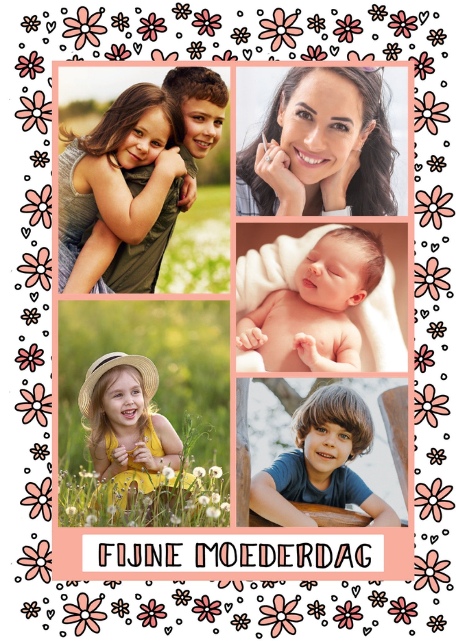Moederdagkaart Fijne moederdag met 5 fotos Kaart YH Tekent