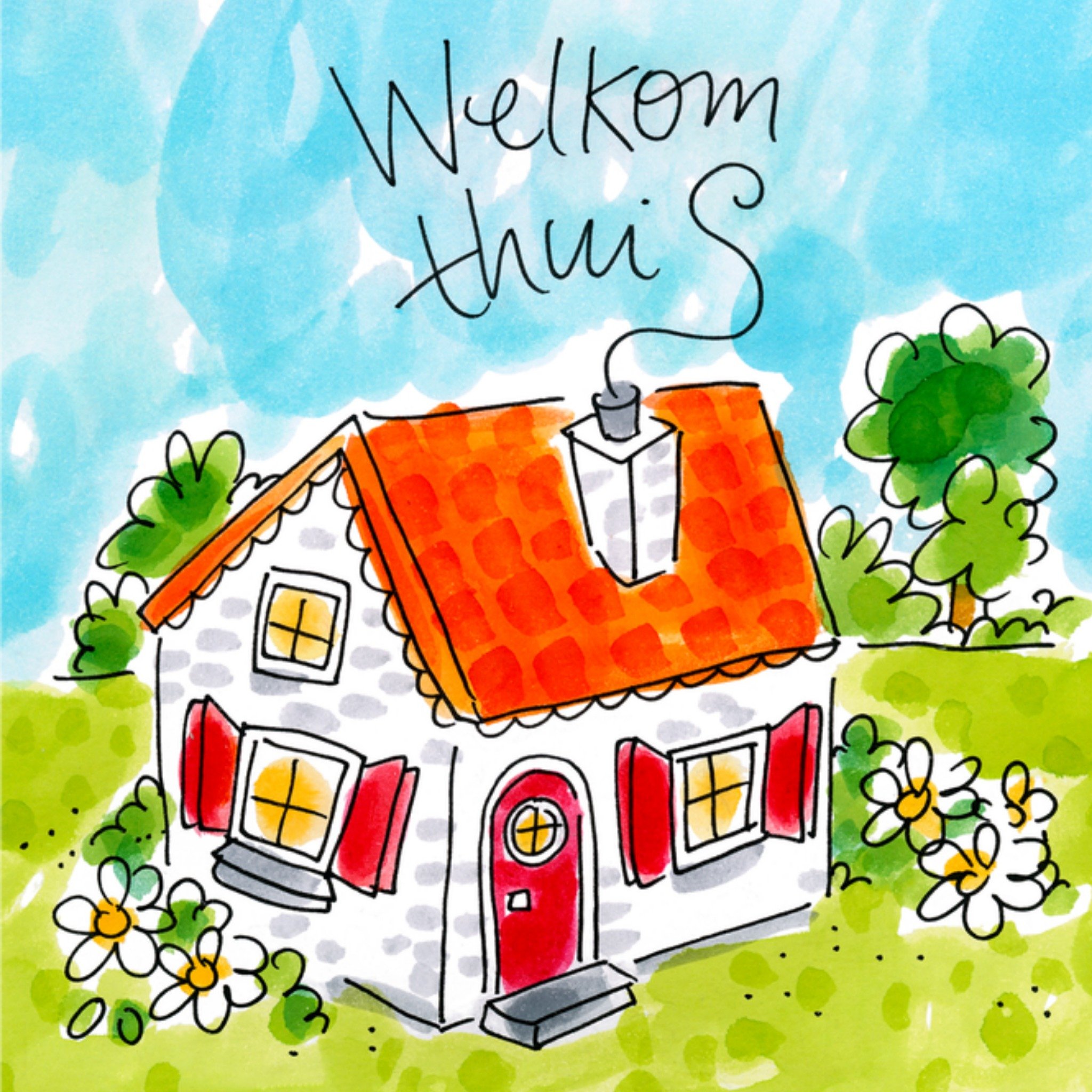 Vakantie kaart Welkom thuis Vierkante Kaart Blond Amsterdam