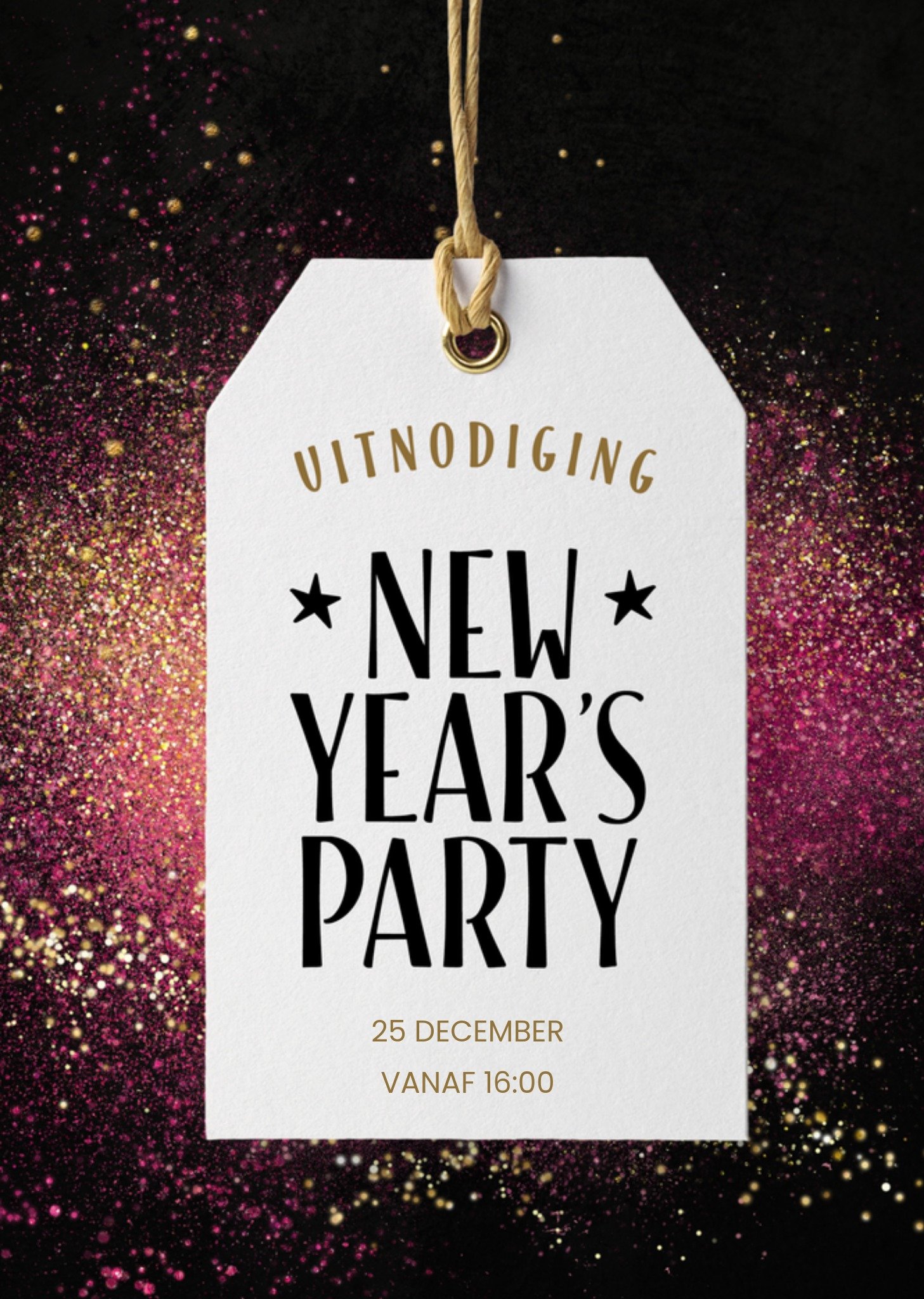 Uitnodiging Nieuwjaarsfeest Glitters Kaart Luckz