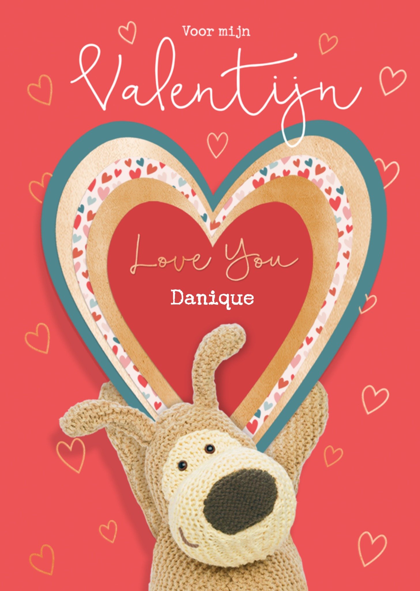 Boofle | Valentijnskaart | Hartjes | Met naam | Standard Card