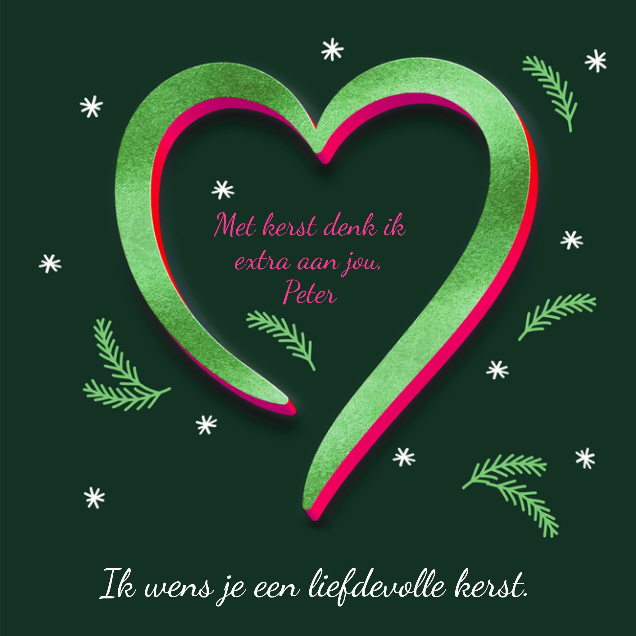 Kerst Kerstkaart groen hart Luckz