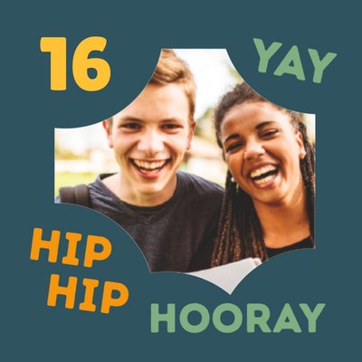 Hip Hip Hooray Foto Upload 16e Verjaardag Kaart
