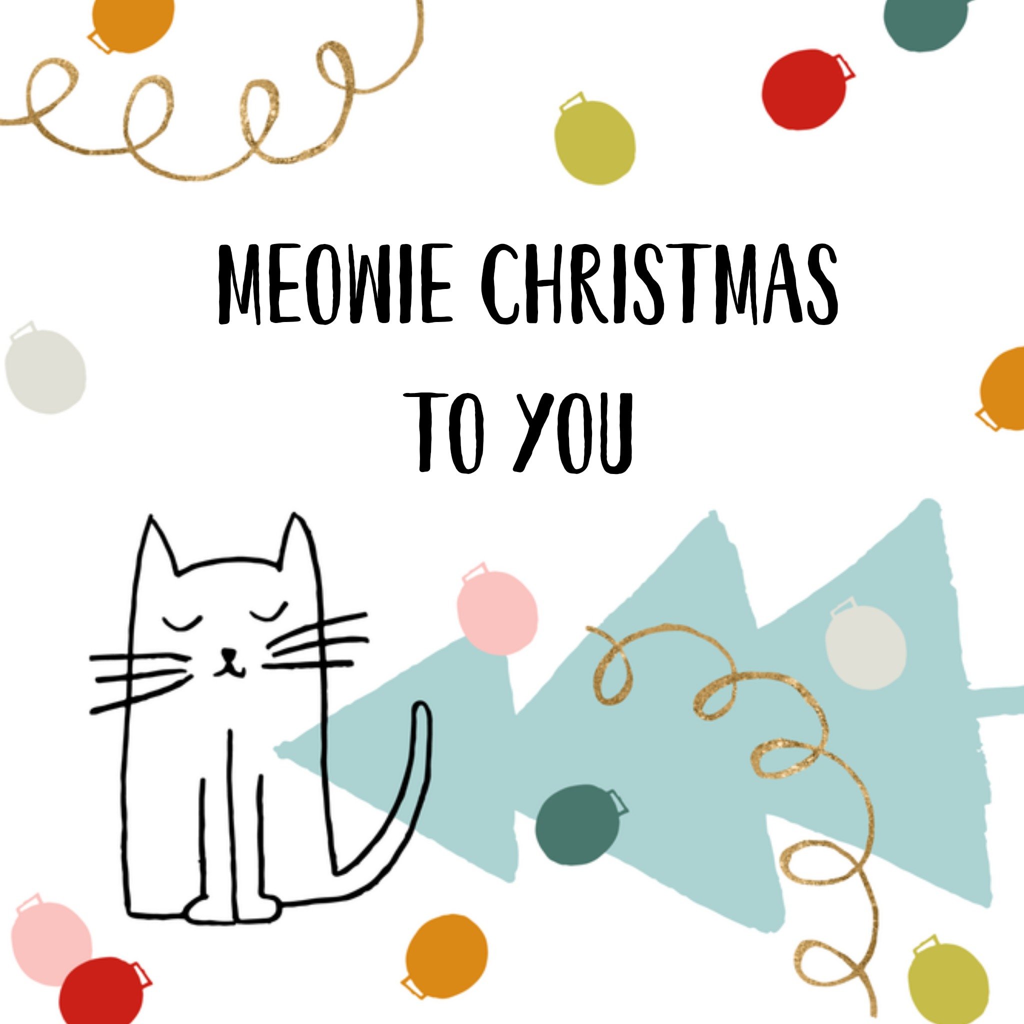Greetz Kerst Illustratie Kat Vierkant