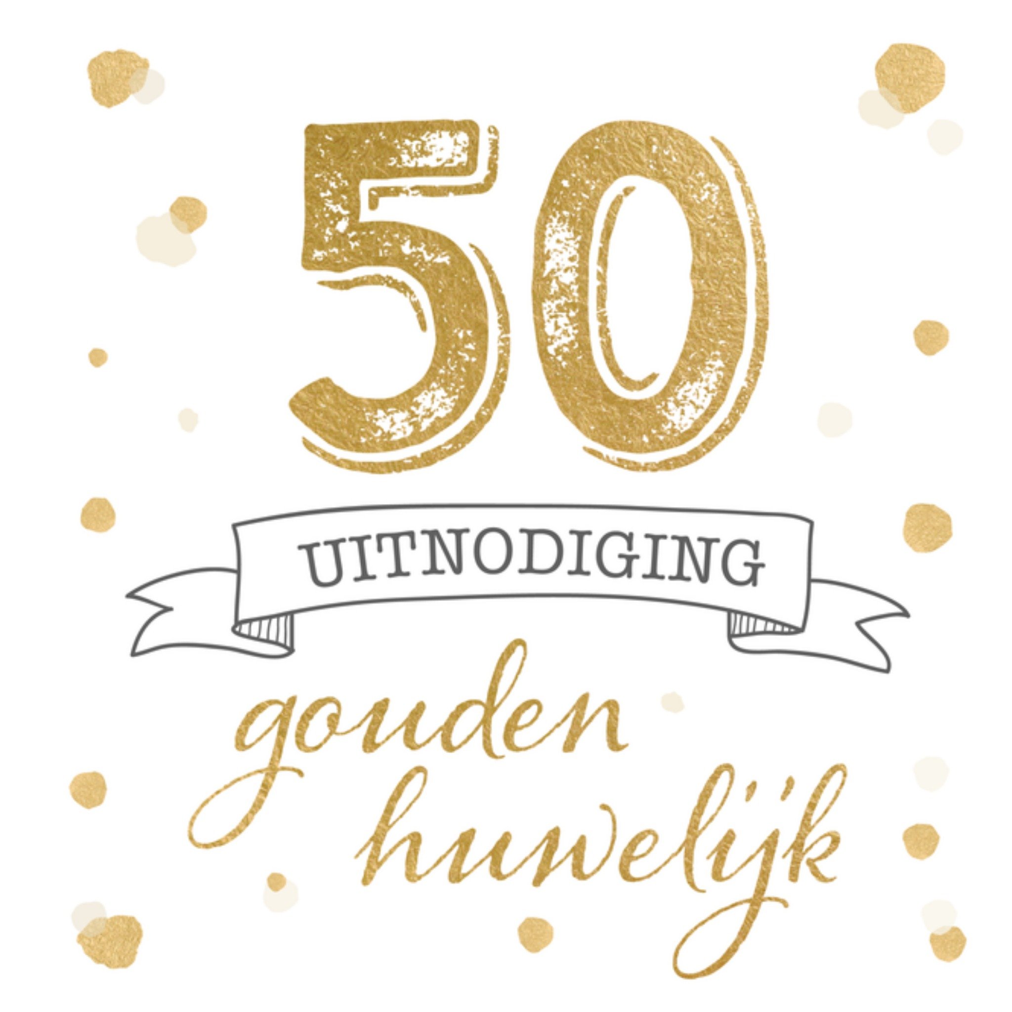 Greetz Huwelijks jubileum uitnodiging Goud Vierkant