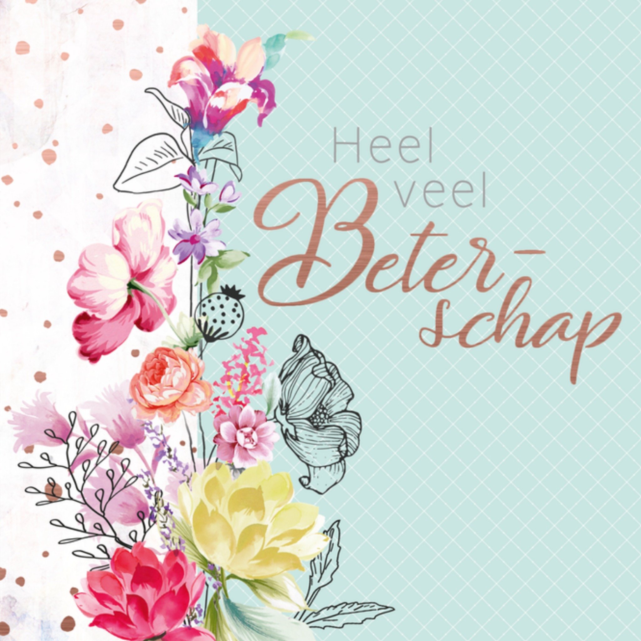 Beterschapskaart Bloemen Vierkante Kaart Endless Mae