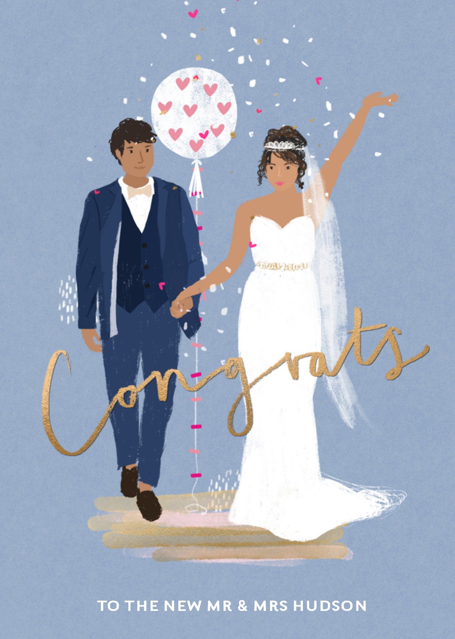 Greetz Moonpig Huwelijkskaart Illustratie Naam Standard Card