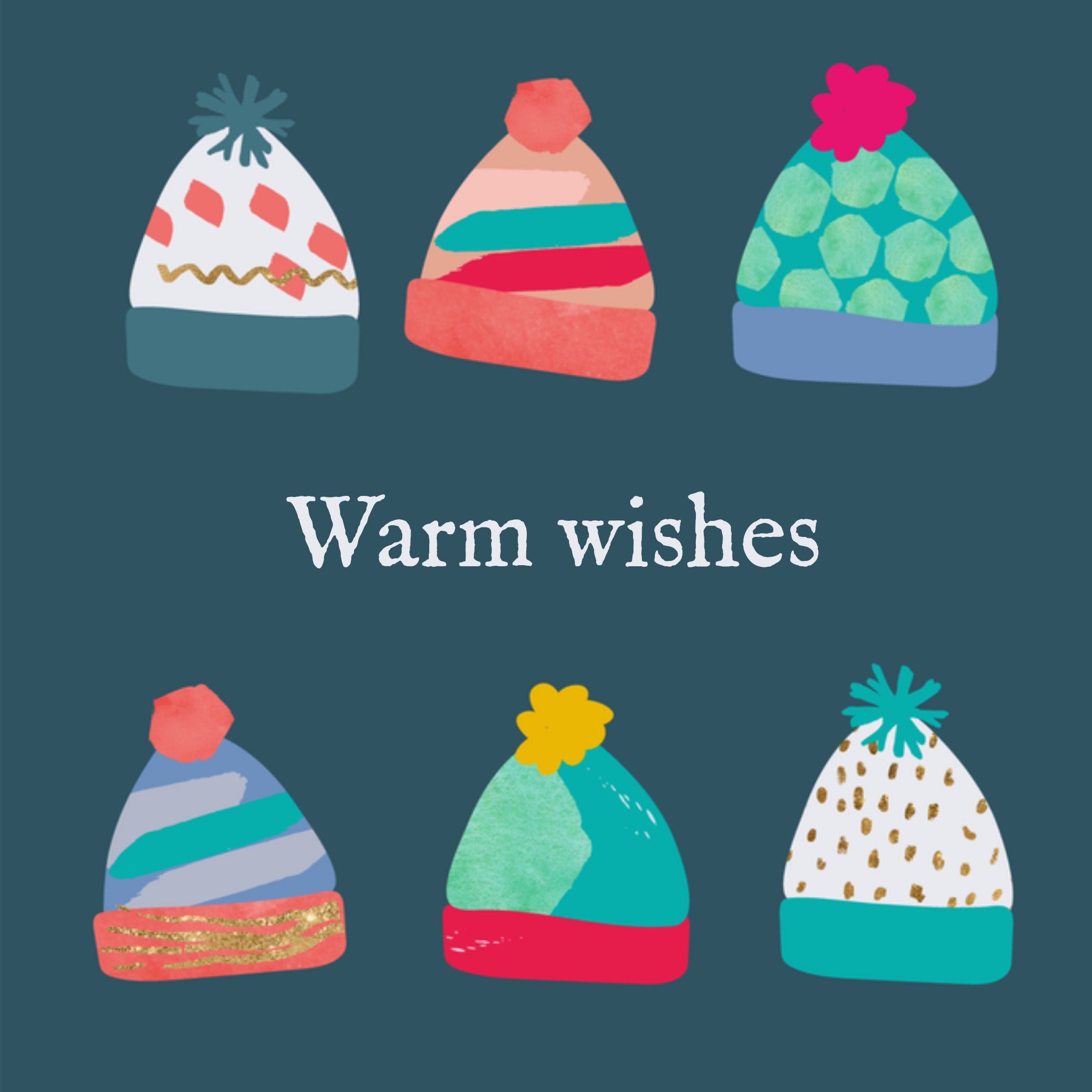 Greetz Kerstkaart mutsjes Vierkant