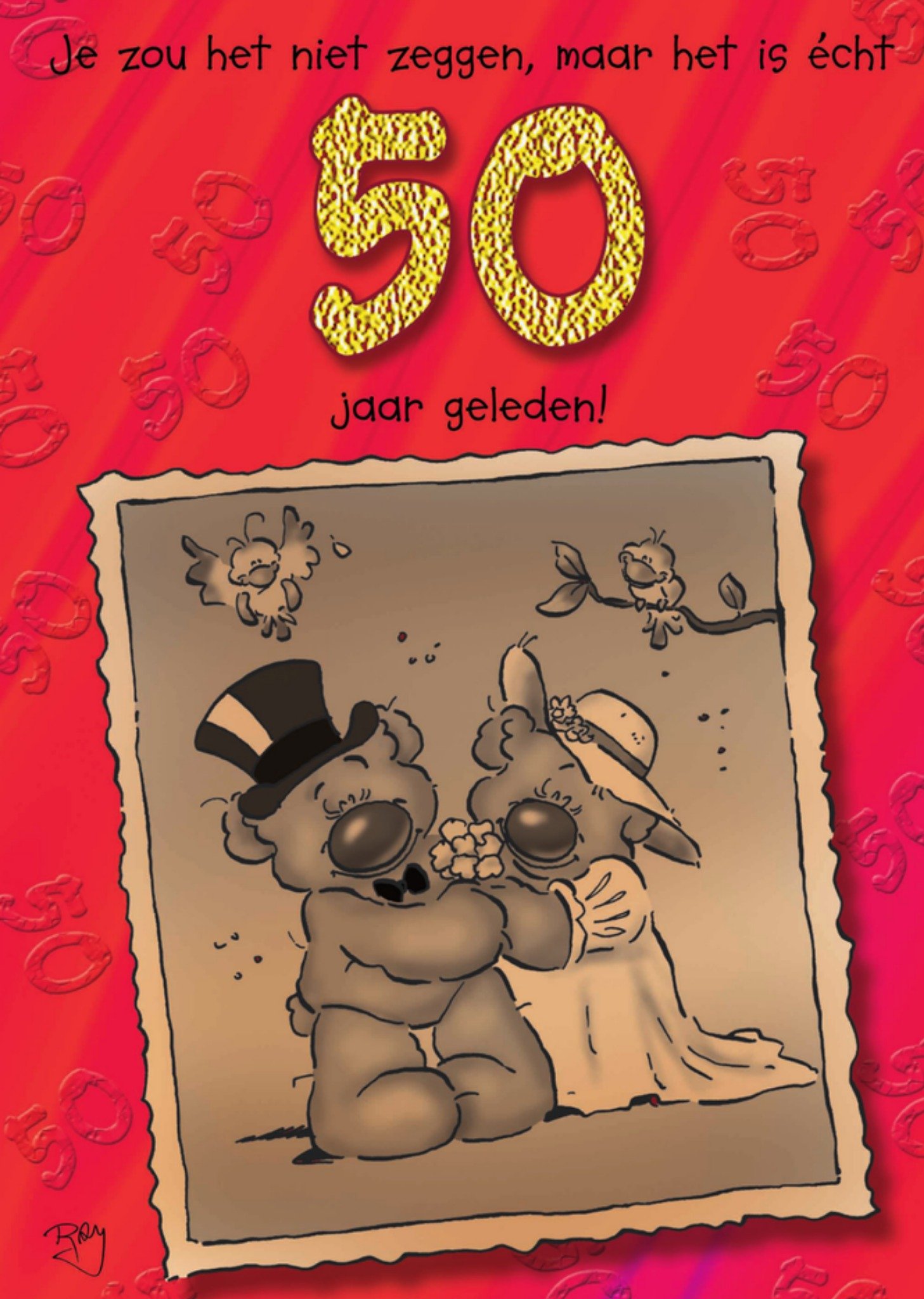 Huwelijks jubileum 50 Beren Kaart Doodles