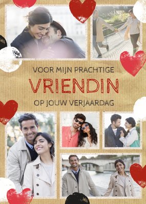 Hartjes Collage Foto Upload Vriendin Verjaardag Kaart