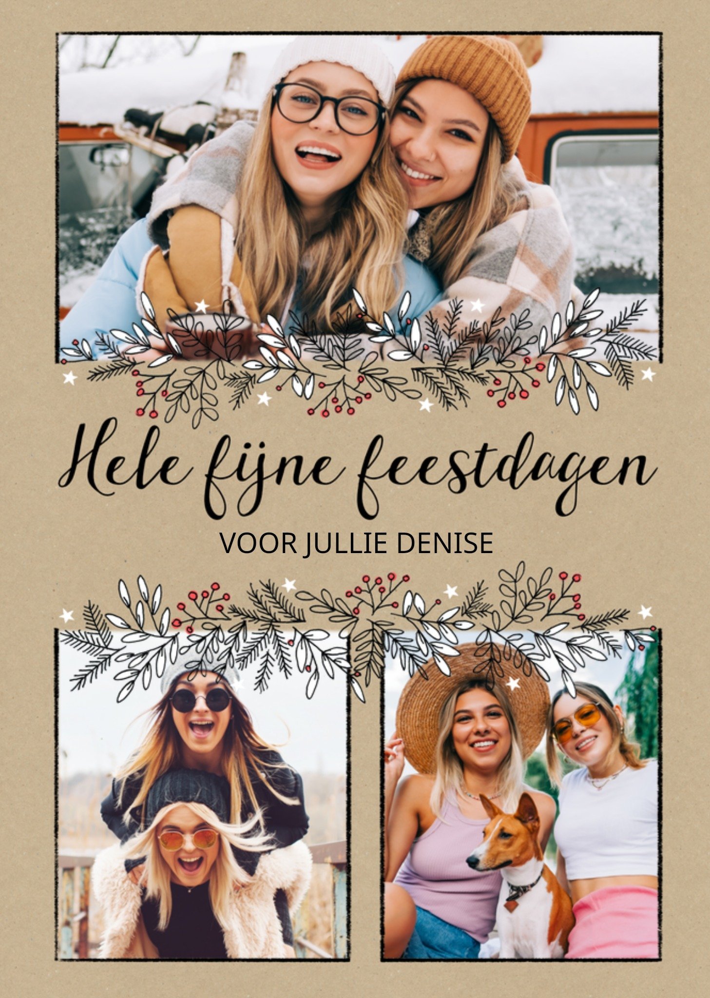 Kerstkaart Hele fijne feestdagen Greetz