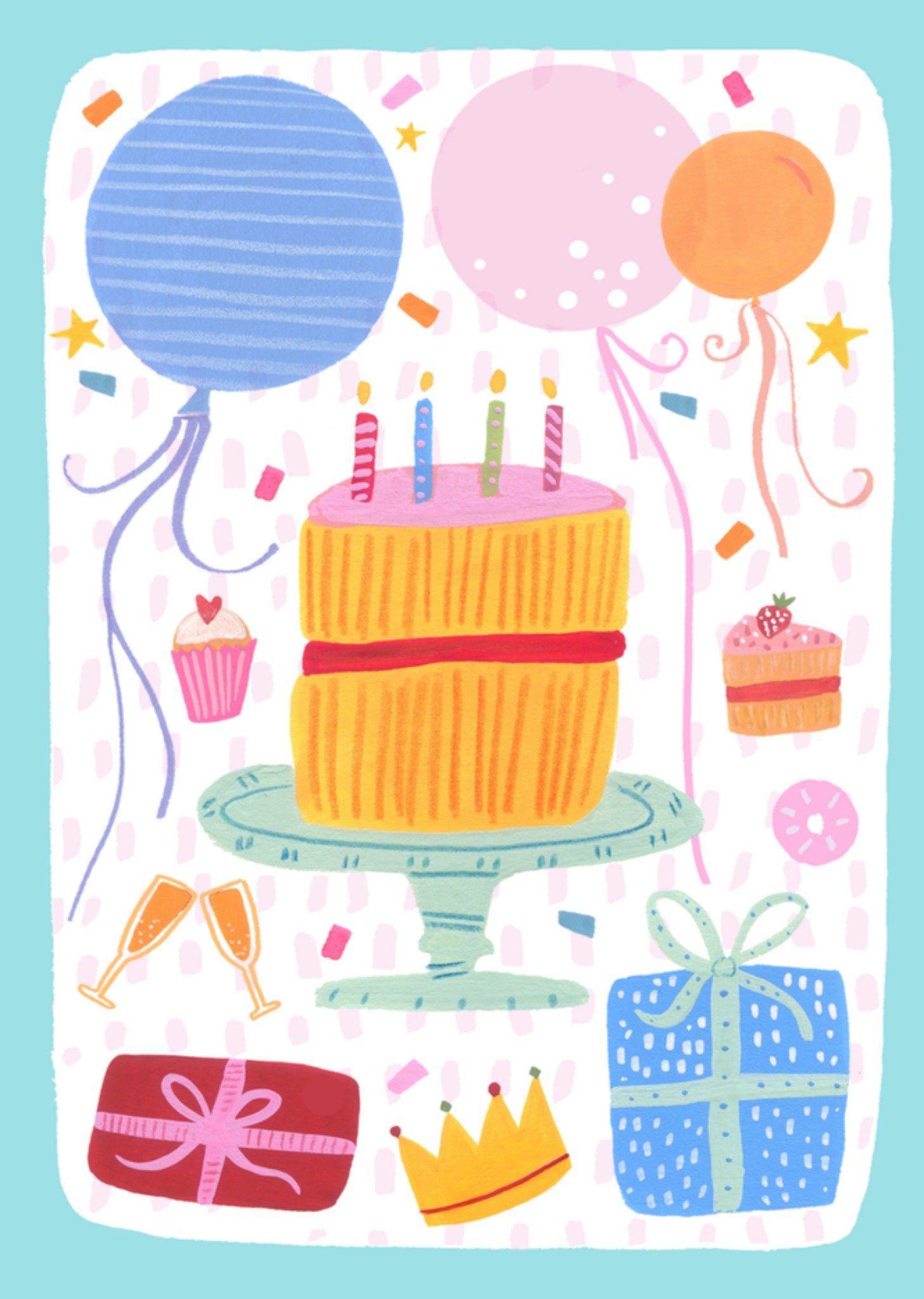 Greetz Verjaardagskaart taart en ballonnen Standard Card
