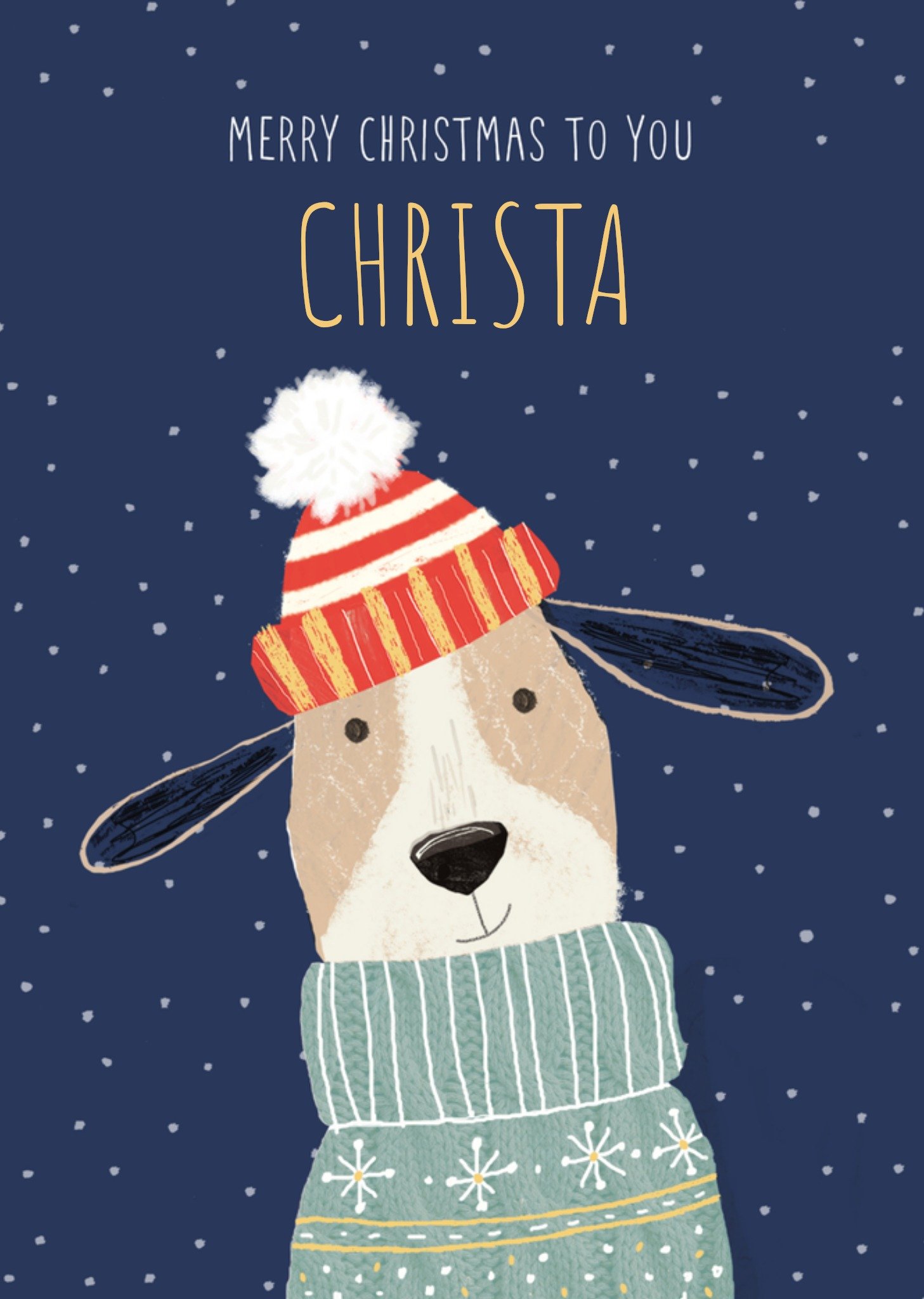 Kerstkaart Hond met eigen naam Ansichtkaart UK Greetings