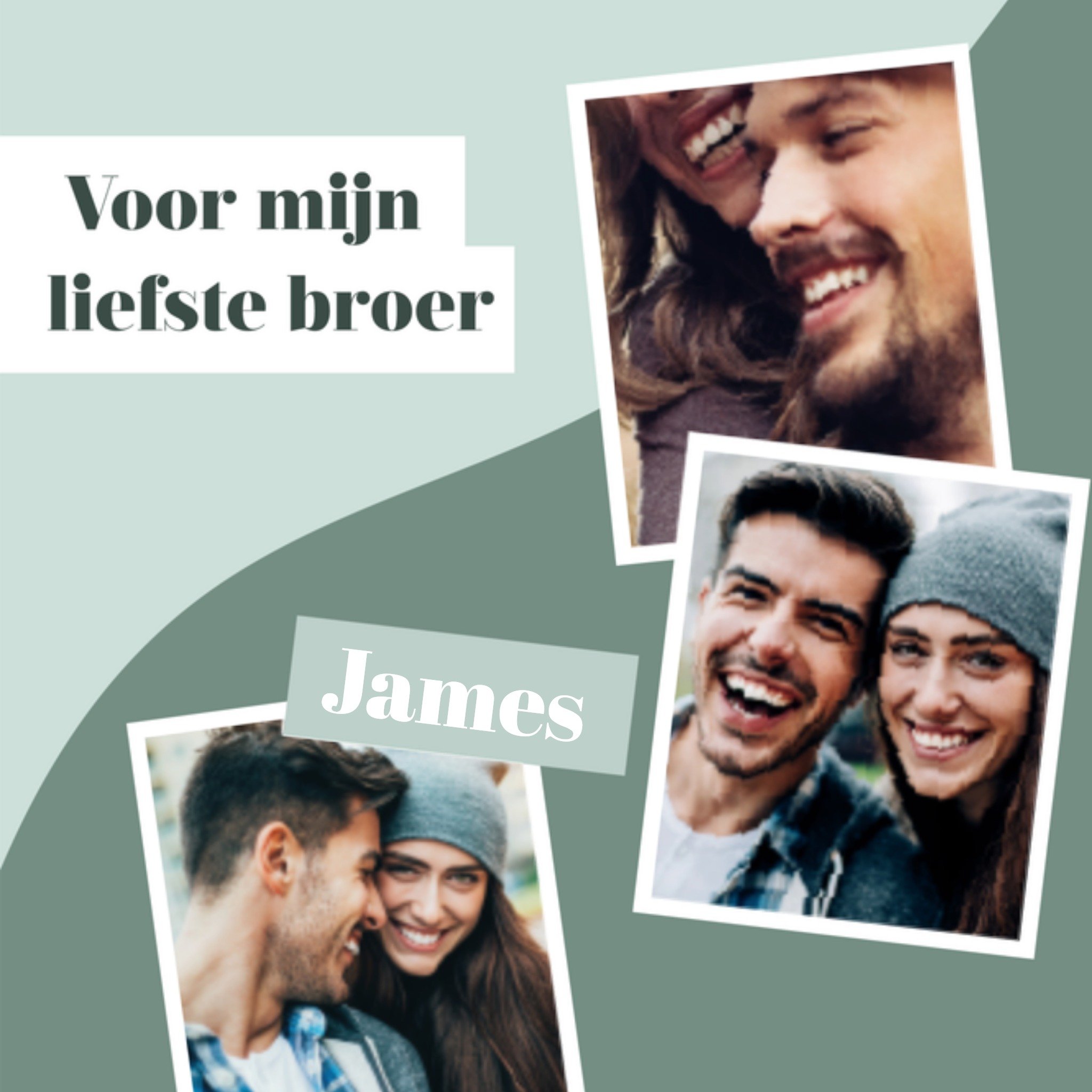 Greetz Broer en zus dag fotokaart met naam Vierkant