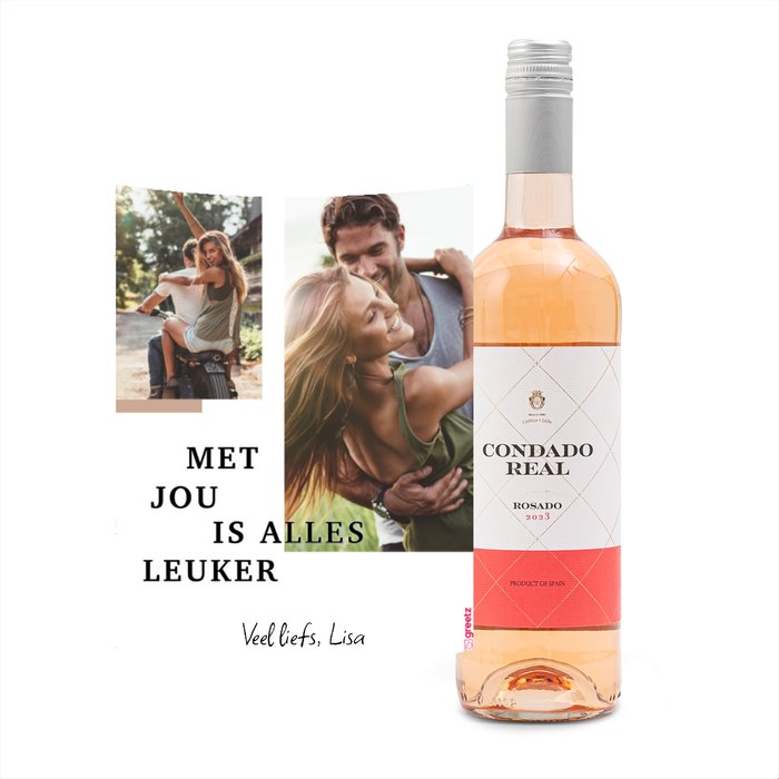 Condado Real | Tempranillo Rosado | Love met eigen foto & tekst | 750 ml