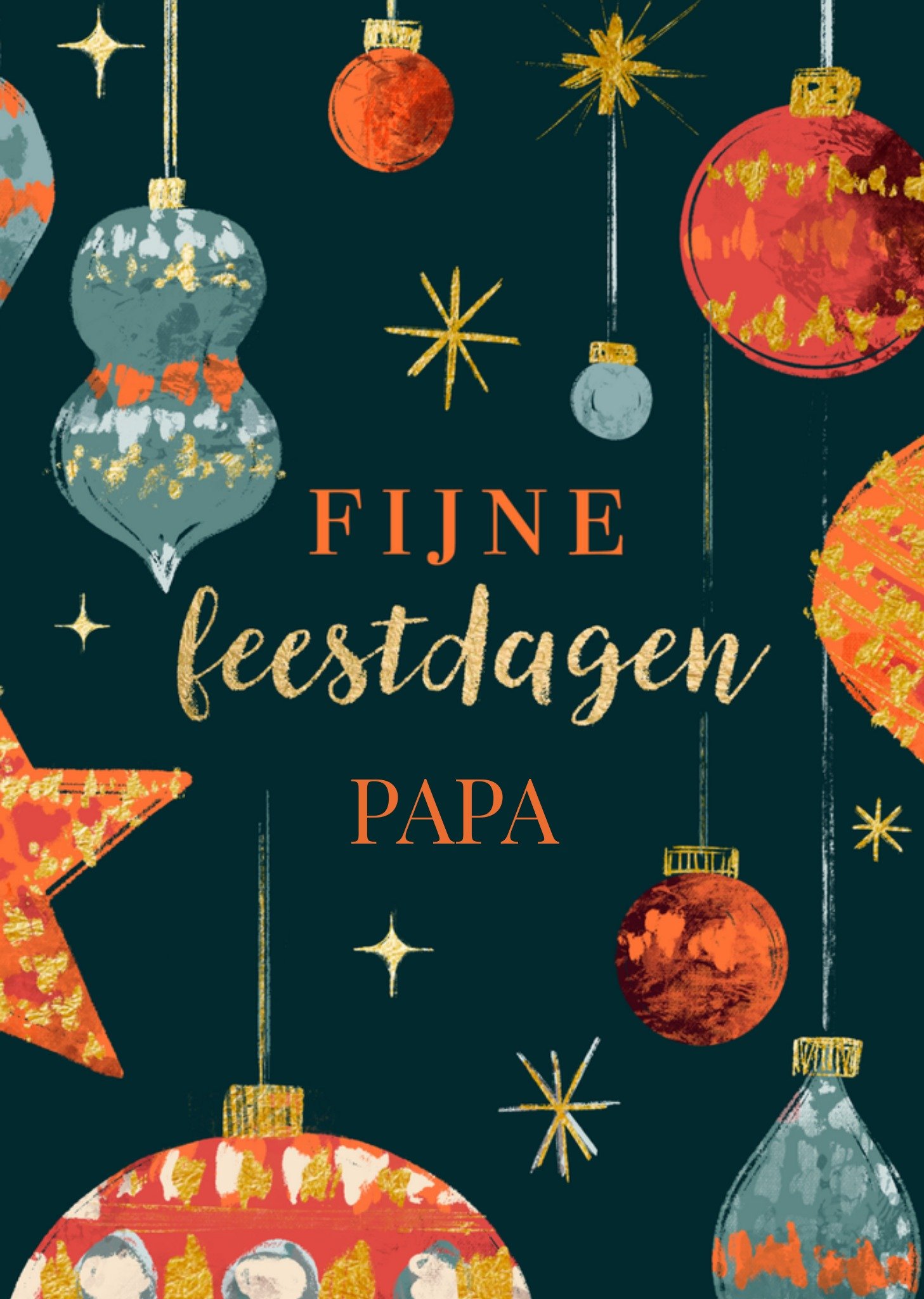 Kerstkaart papa kerstballen Greetz