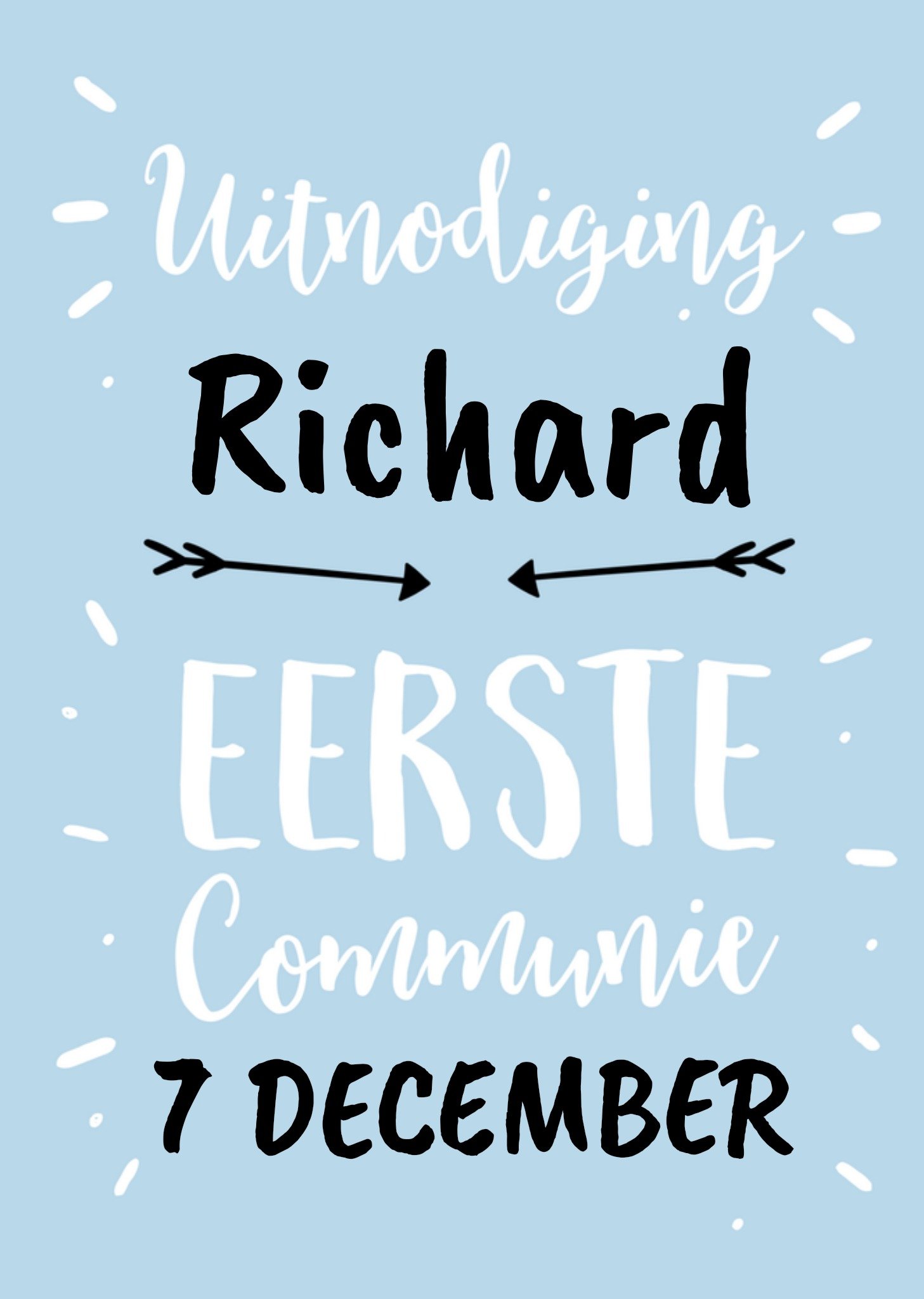 Greetz Uitnodiging Communie met naam Standard Card