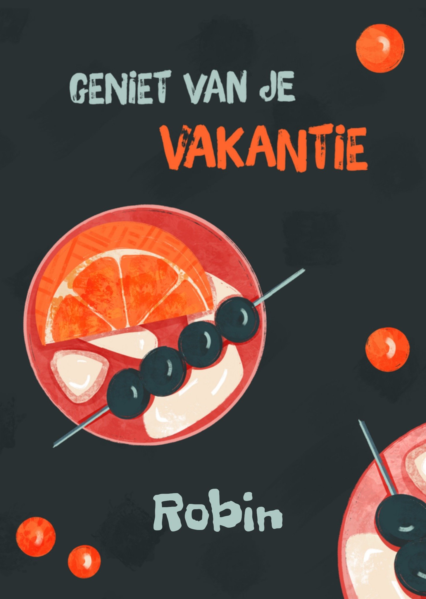 Vakantiekaart eten met naam Kaart Greetz