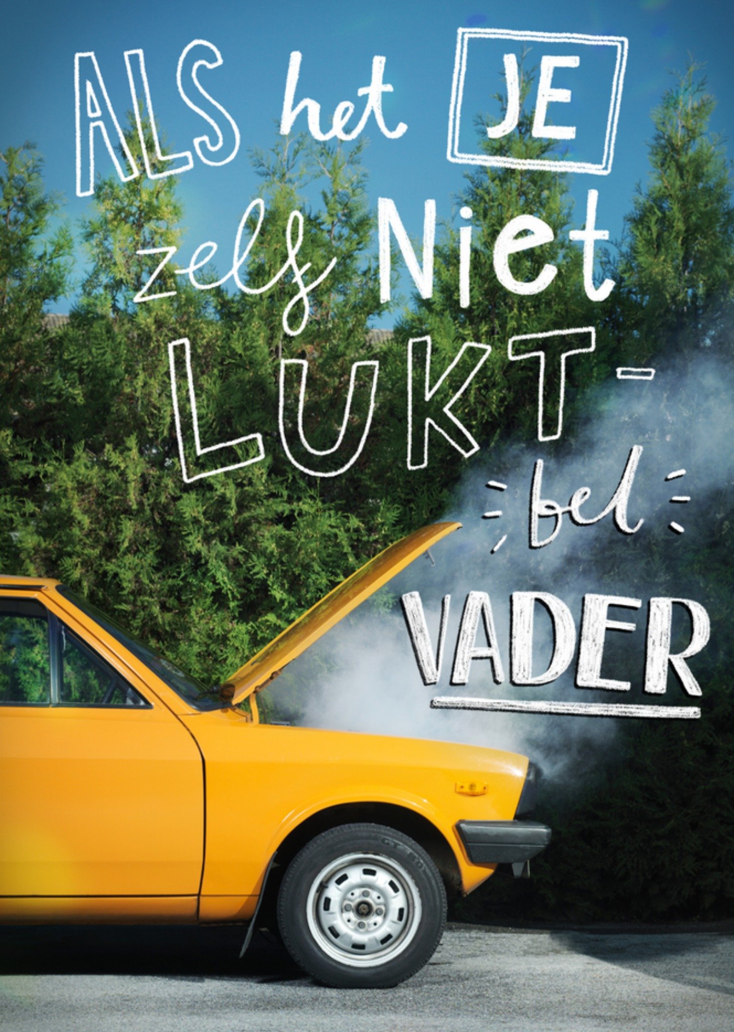 Vaderdagkaart grappig auto Kaart Greetz