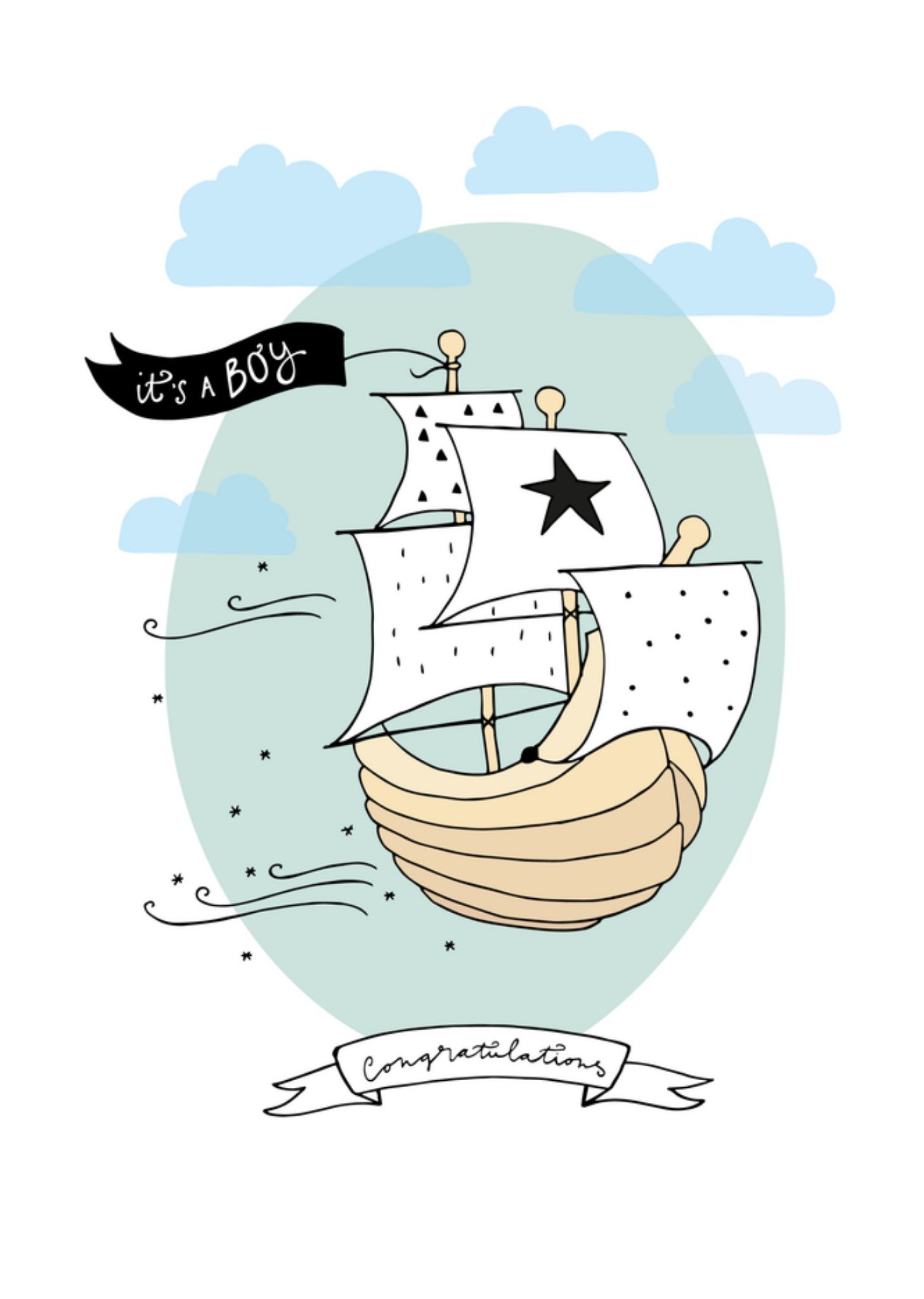 Geboortekaart Schip Kaart Funny Side Up