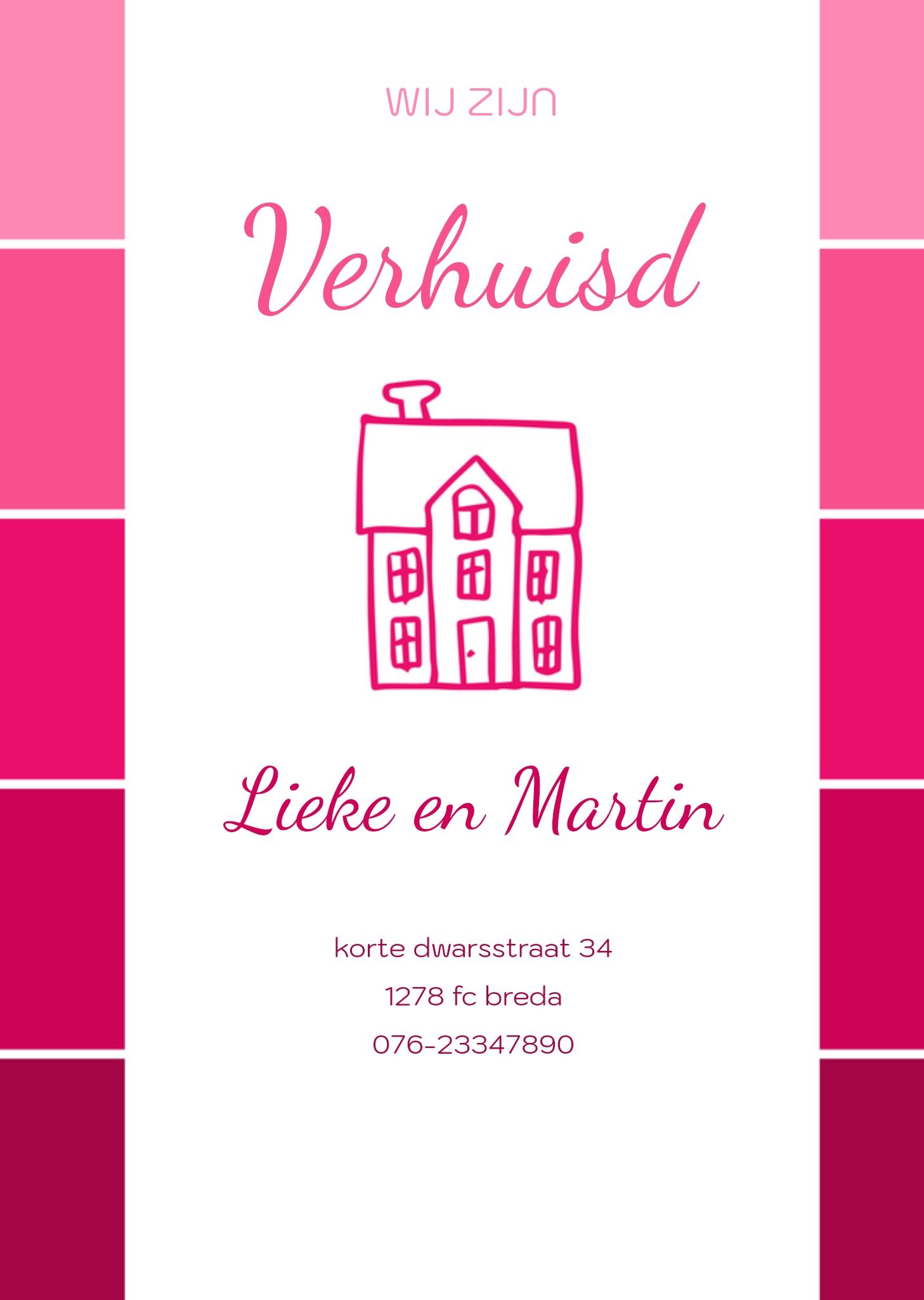 Roze verhuiskaart Kaart Greetz