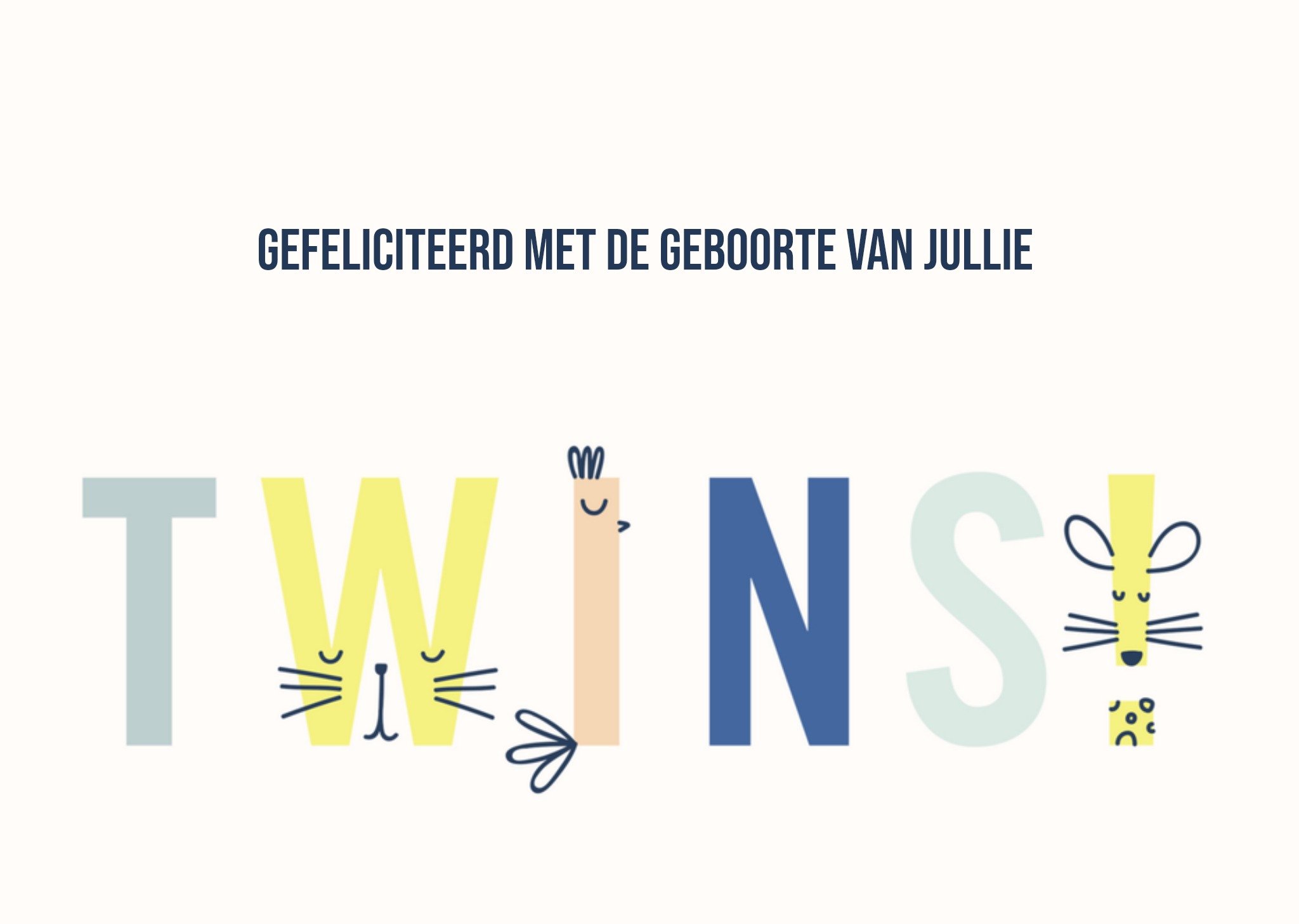 Greetz Geboortekaart Tweeling Dieren Standard Card
