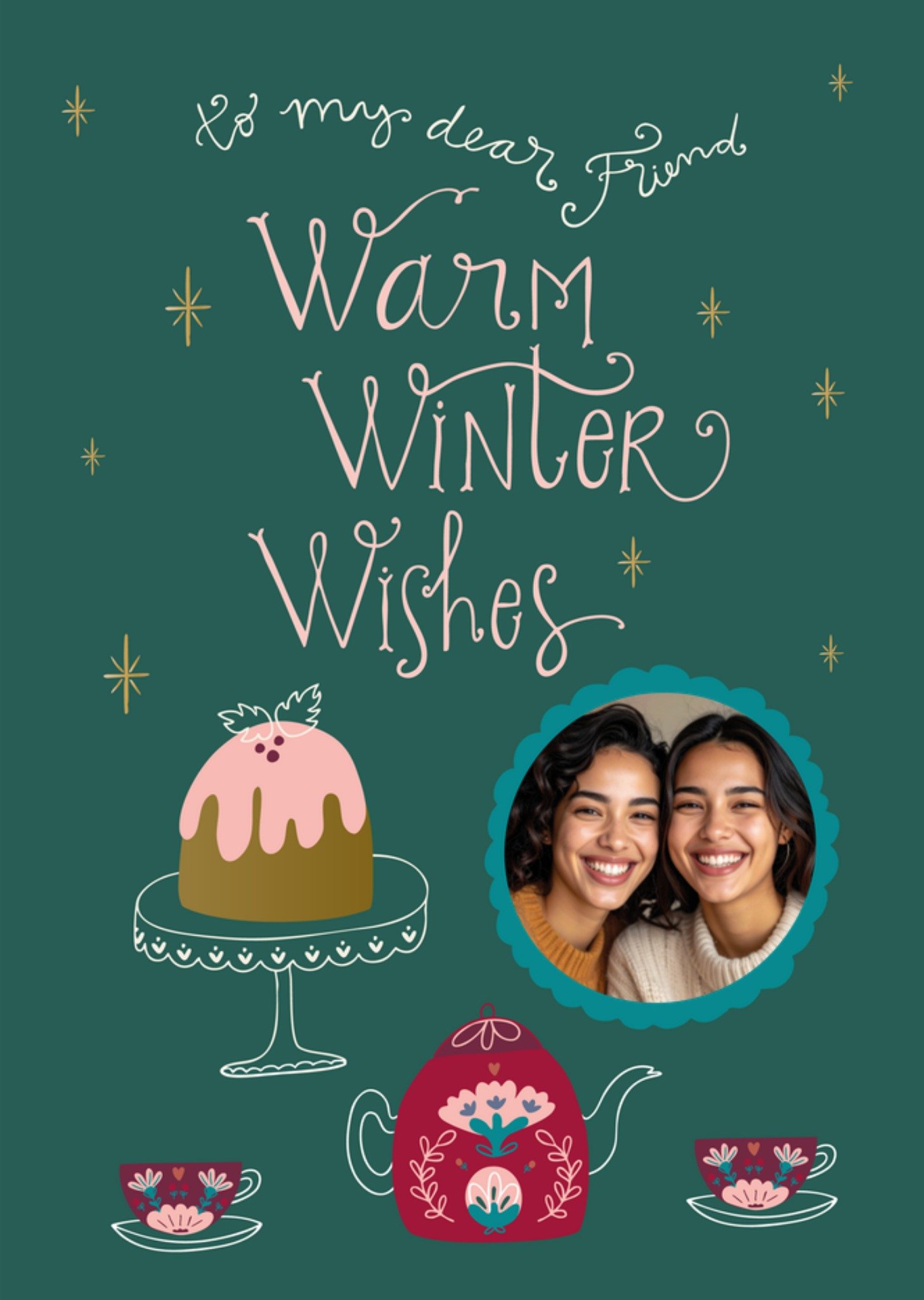 Funny Side Up Kerstkaart Warm Winter Wishes Aanpasbare foto Standard Card