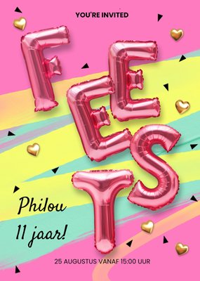 Ballonletters Feest Uitnodiging 11e Verjaardag Kaart