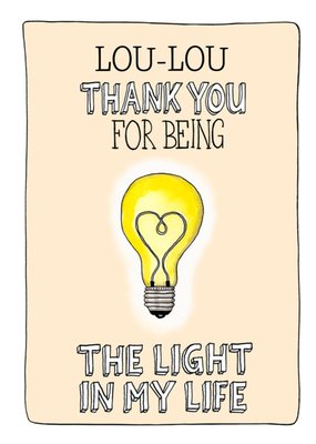 Sandysign | Bedanktkaart | Thank you for being the light of my life