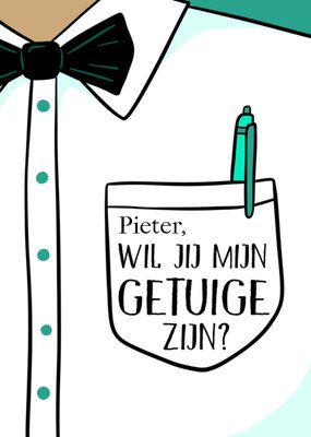 Wil Jij Mijn Getuige Zijn Geïllustreerd Overhemd Bruiloft Kaart