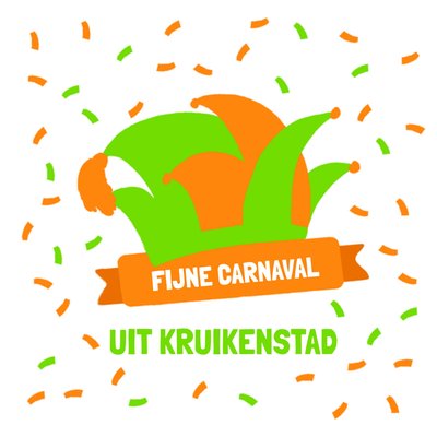 Fijne Carnaval Uit Kruikenstad Geïllustreerde Narrenkap Kaart