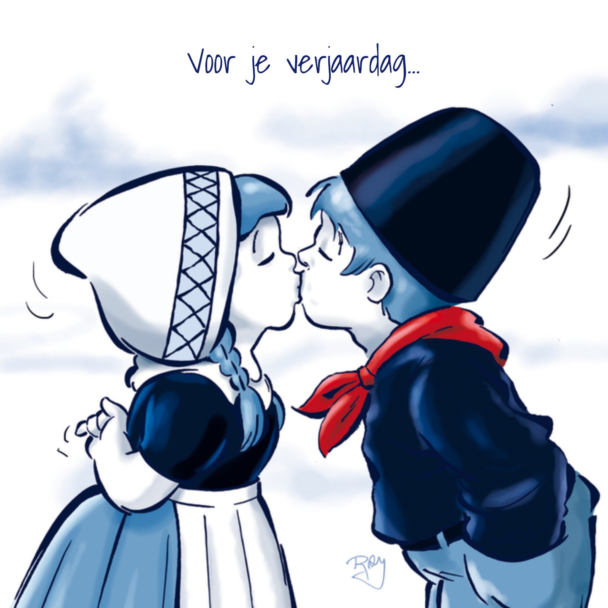 Verjaardagskaart Kusje Vierkante Kaart Old Dutch