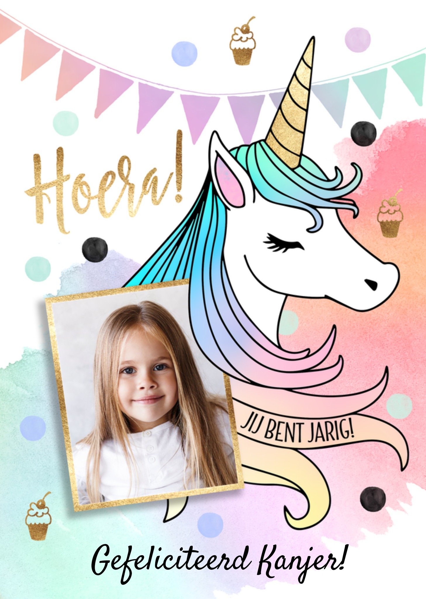 Verjaardagskaart Eenhoorn Hoera Kaart Luckz