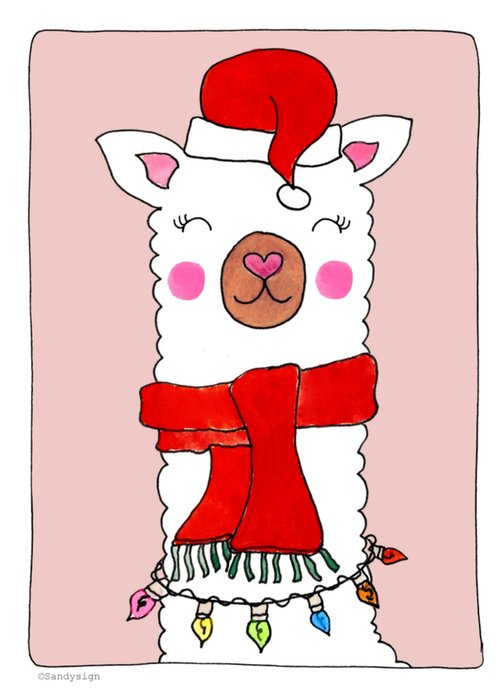 Sandysign | Kerstkaart | lama