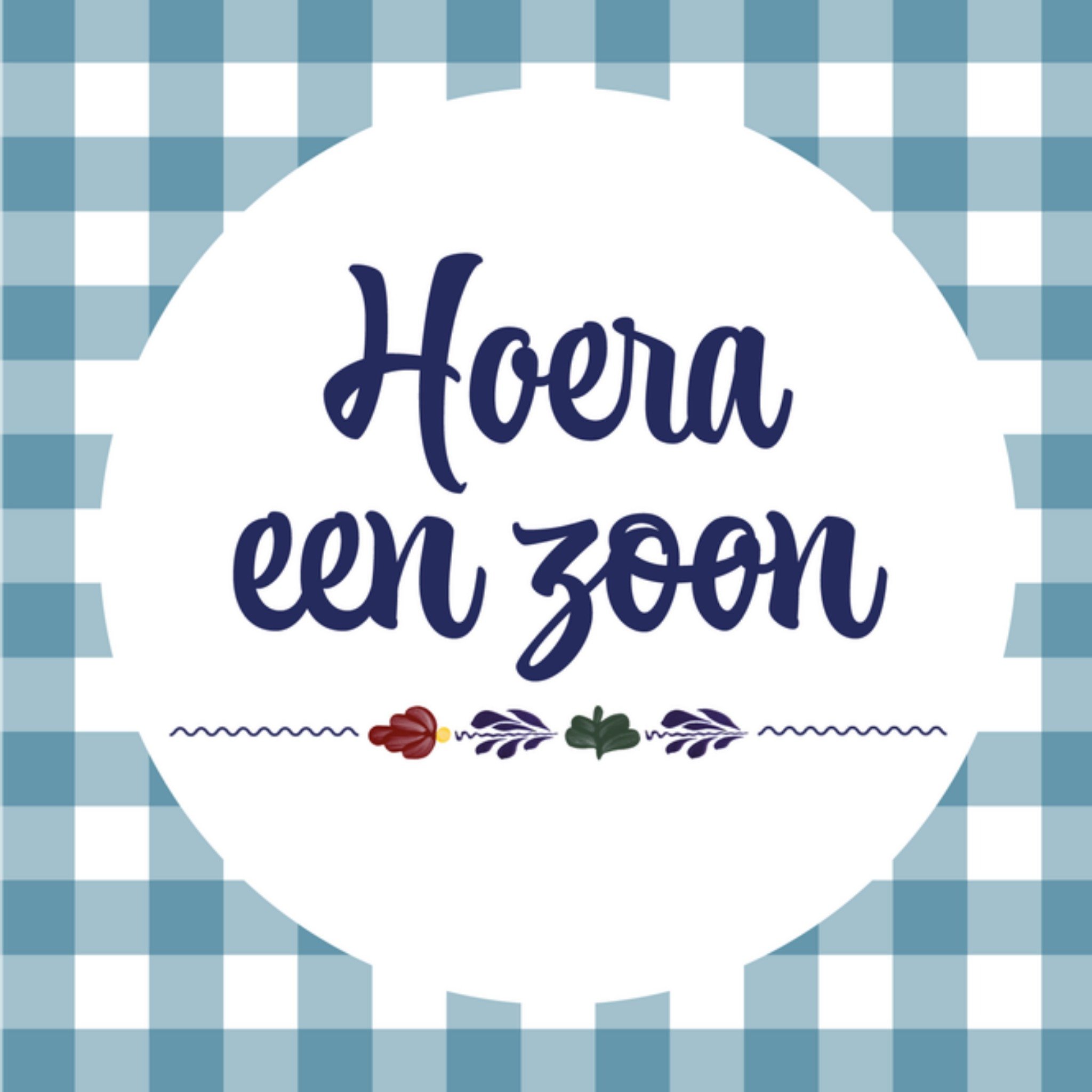 Geboortekaart Zoon Vierkante Kaart Boerenbont