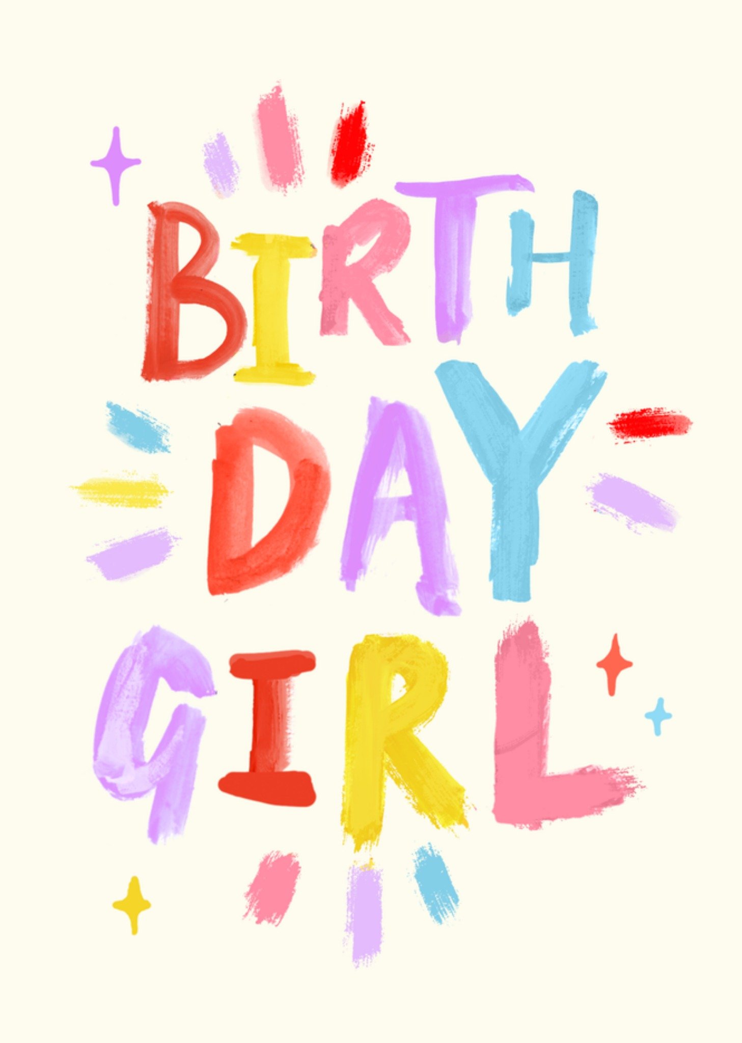 Verjaardagskaart Birthday Girl Painted Typography Kaart Eleanor Bowmer