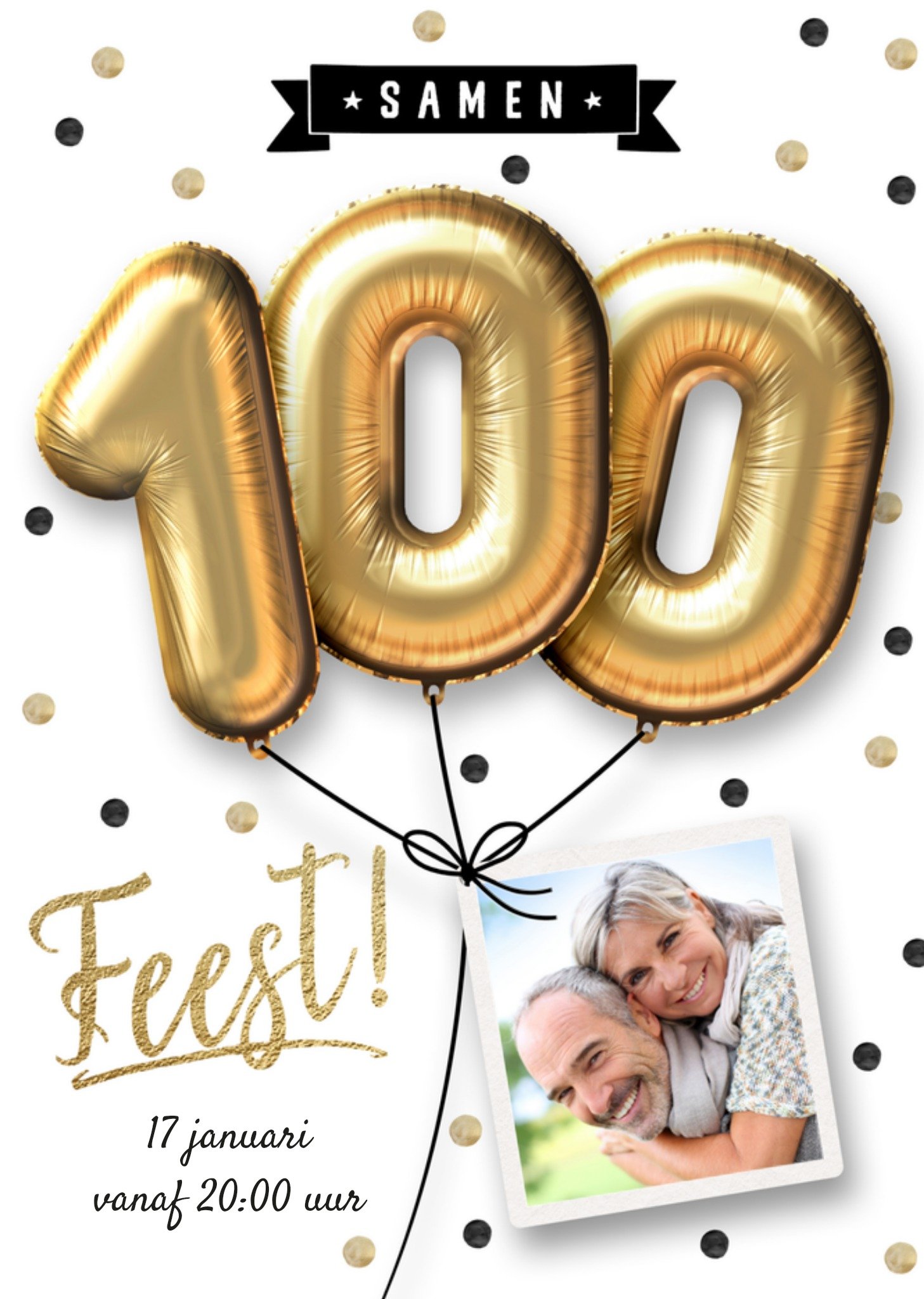 Uitnodiging Verjaardagsfeest 100 jaar Kaart Luckz