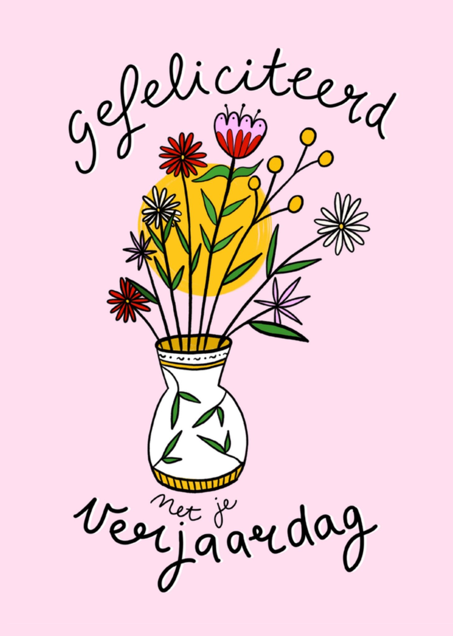Verjaardagskaart Bloemen Illustratie Kaart Greetz
