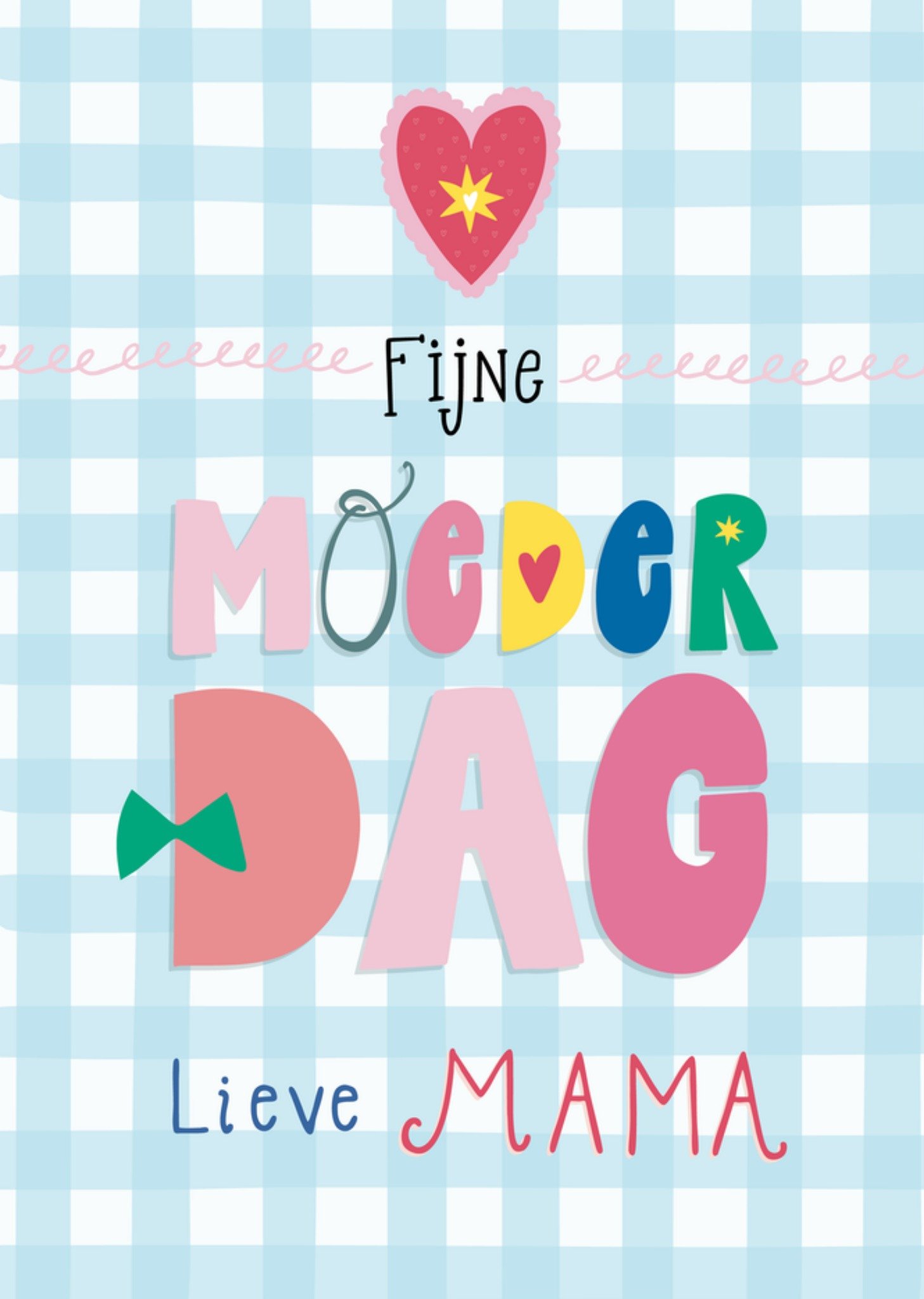 Moederdagkaart Met Kleurrijke Typografie En Ruitjespatroon Funny Side Up