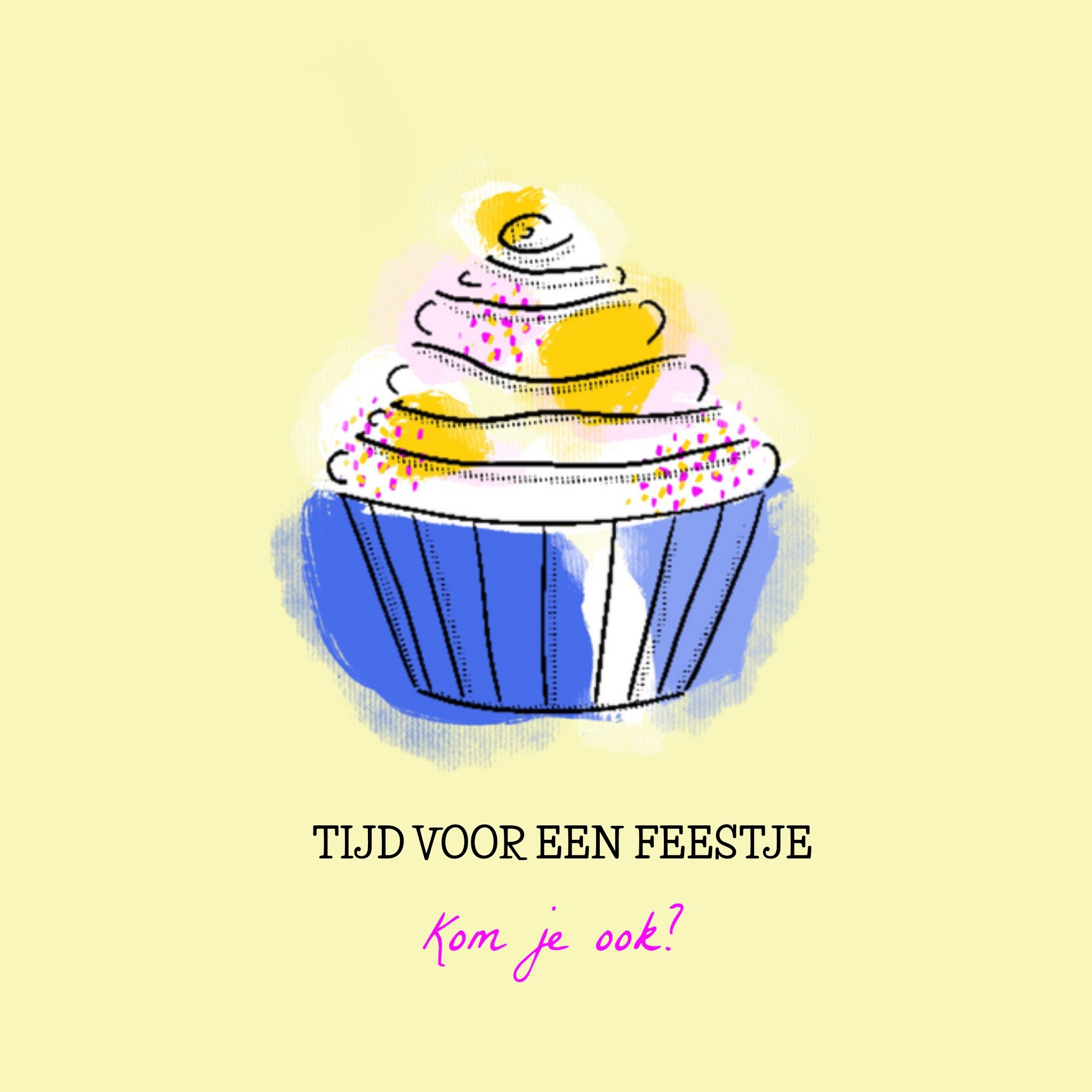 Greetz Uitnodiging Verjaardag Cupcake Vierkant