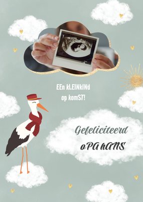 Een Kleinkind Op Komst Illustratie Ooievaar Foto Upload Opa Kaart