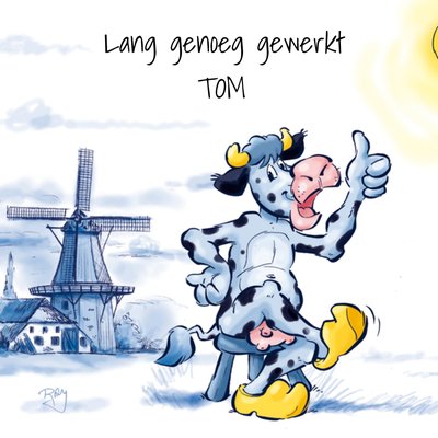 Lang Genoeg Gewerkt Geïllustreerde Koe Pensioen Kaart
