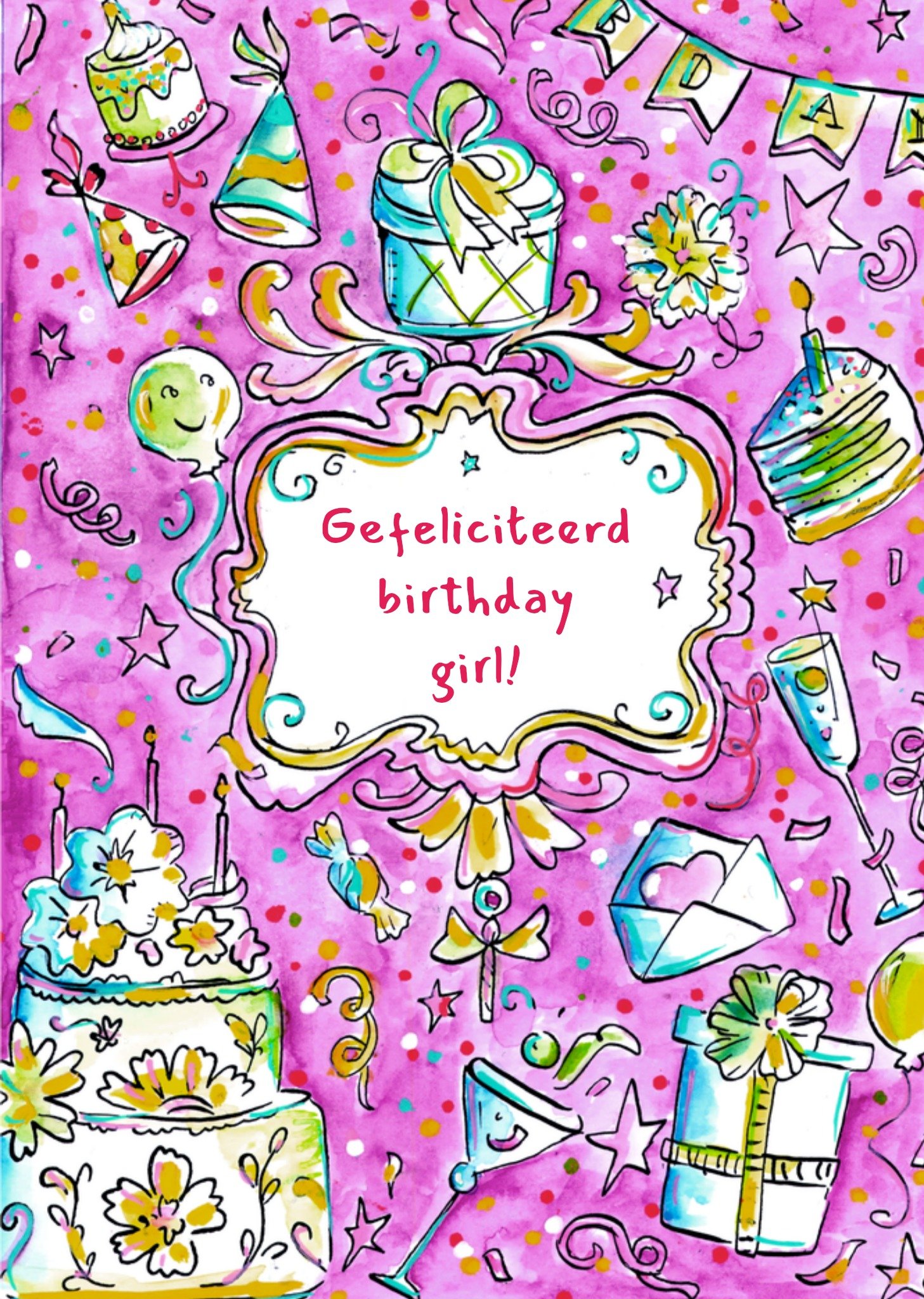 Verjaardagskaart Feestje Birthday girl Kaart Jill