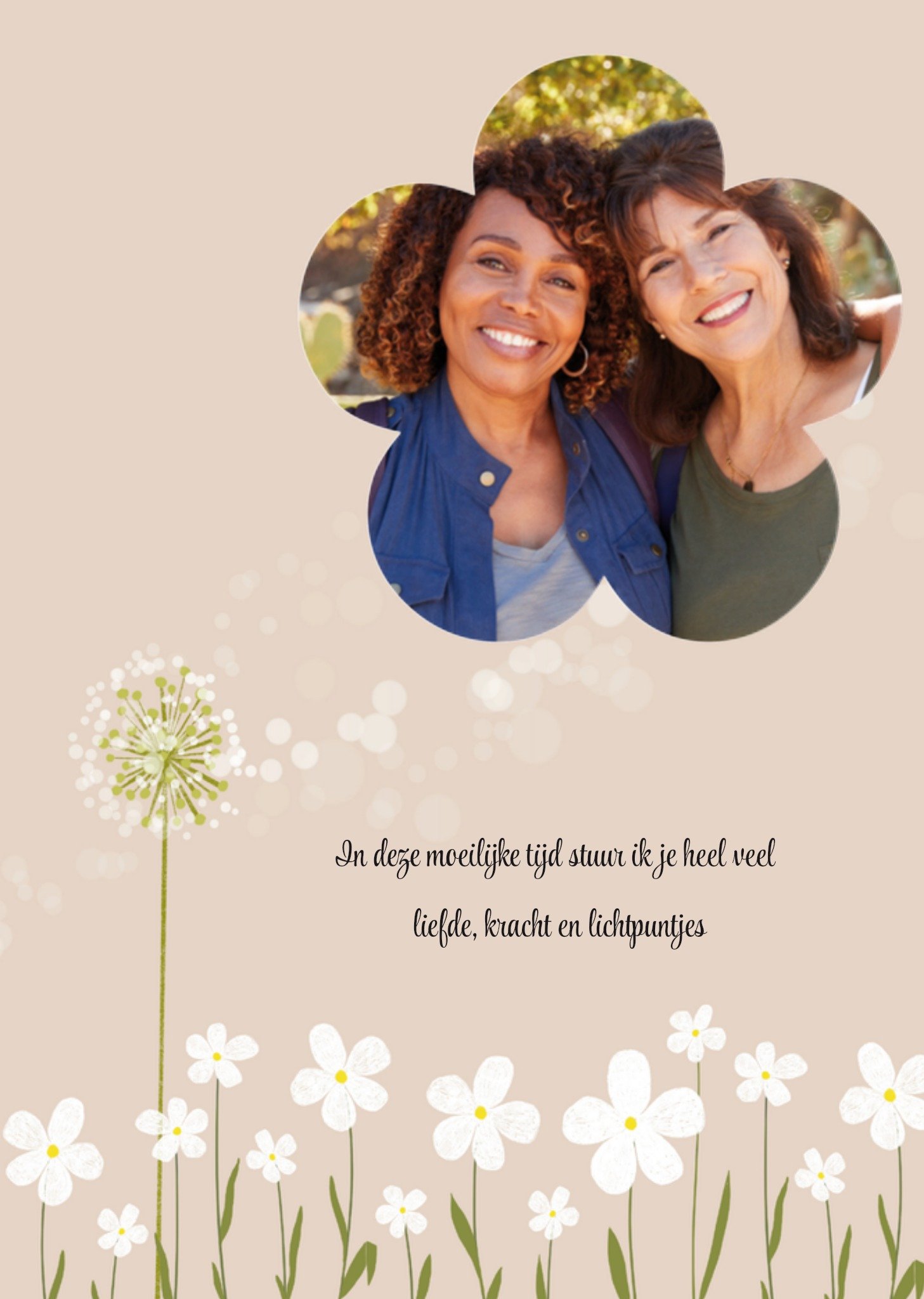 Beterschapskaart Bloemetjes met aanpasbare foto Kaart Tsjip